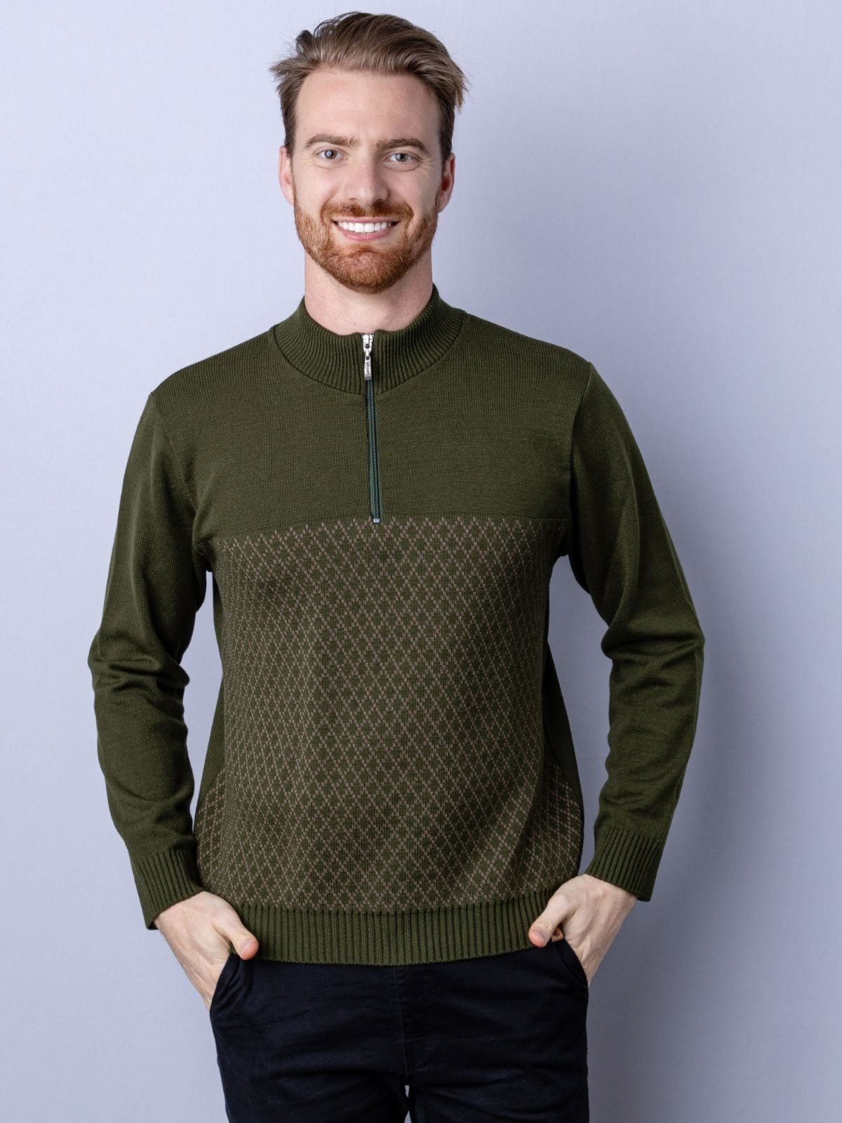 Blusão 1/2 fecho com jacquard