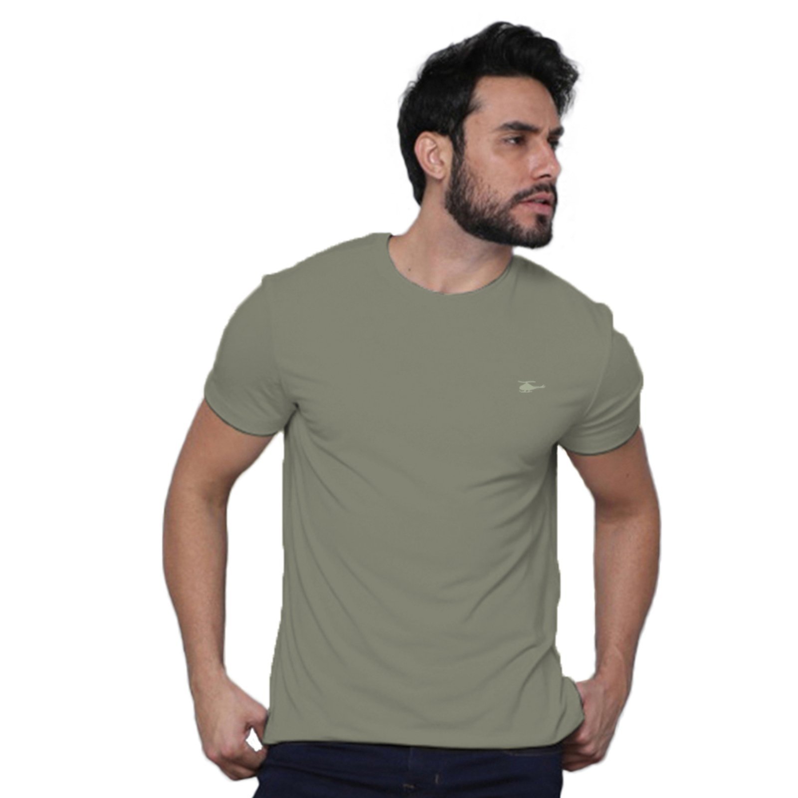 Camiseta Masculina Sallo Gola O Básica Premium Cimento Queimado