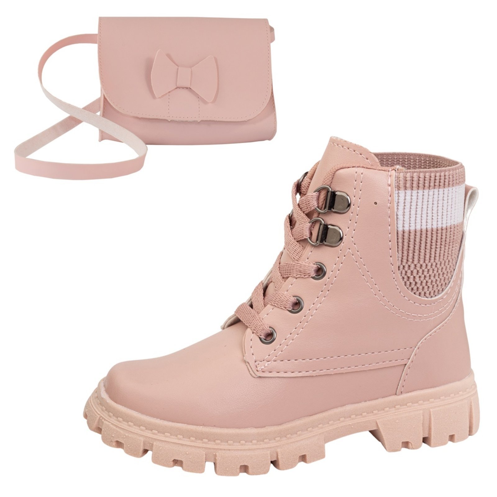 Infantil – Kit Coturno Feminino Com Bolsa Feminina Modinha