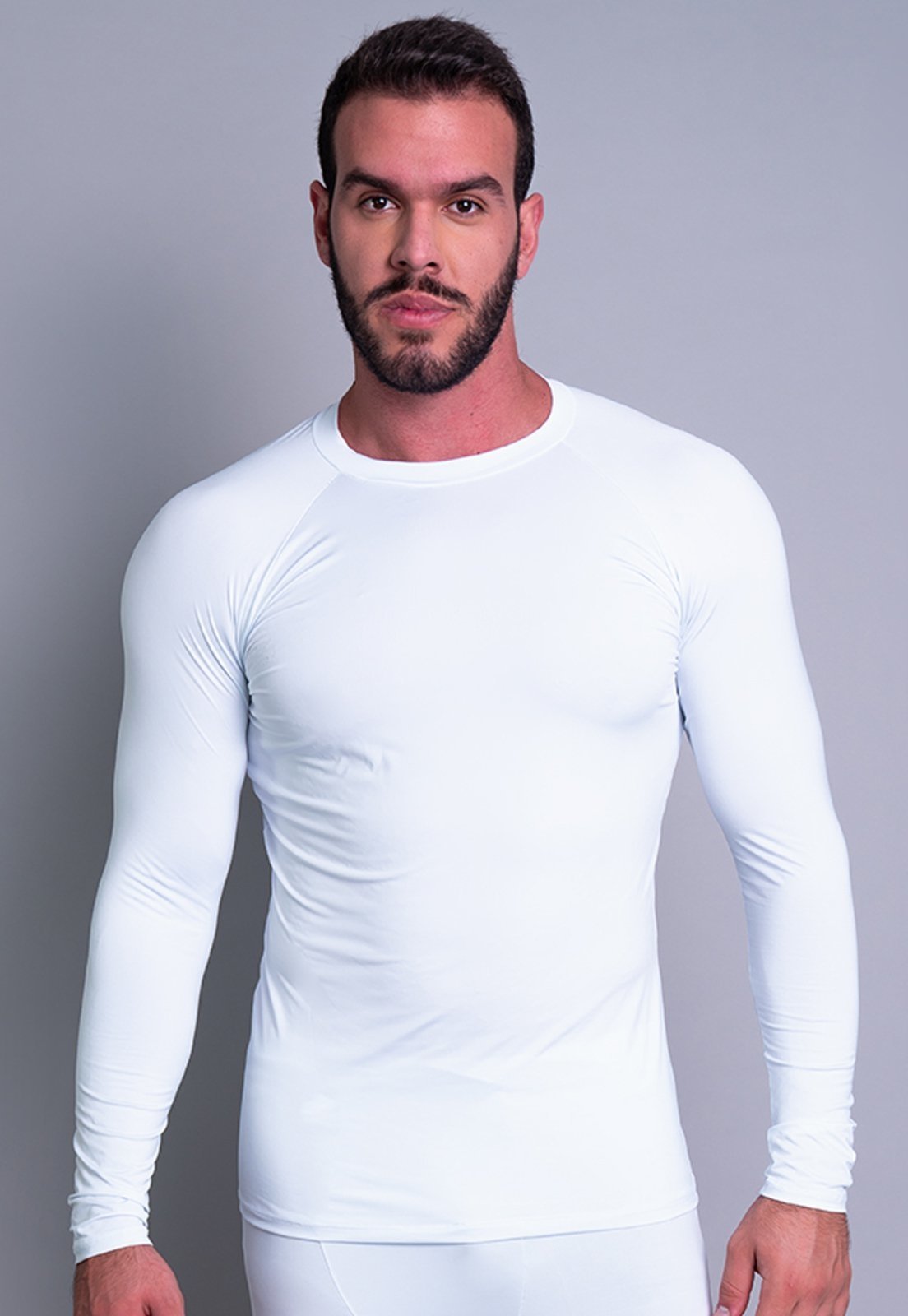 Camisa Térmica MVB Modas Masculina Segunda Pele Proteção Uv 50+ Branco