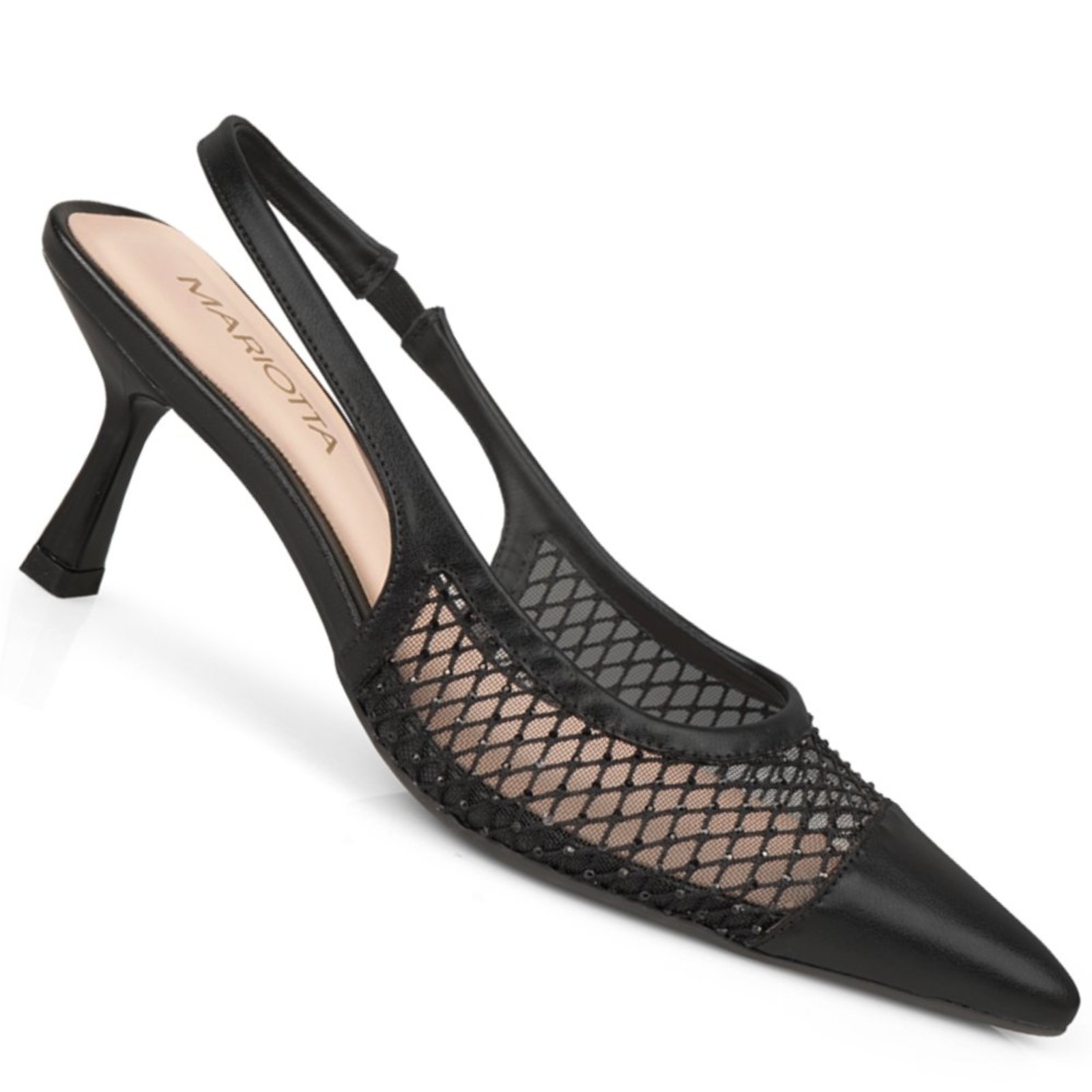 Sapato Scarpin Mariotta Com Tela Glan Slingback 30371.02 Feminino