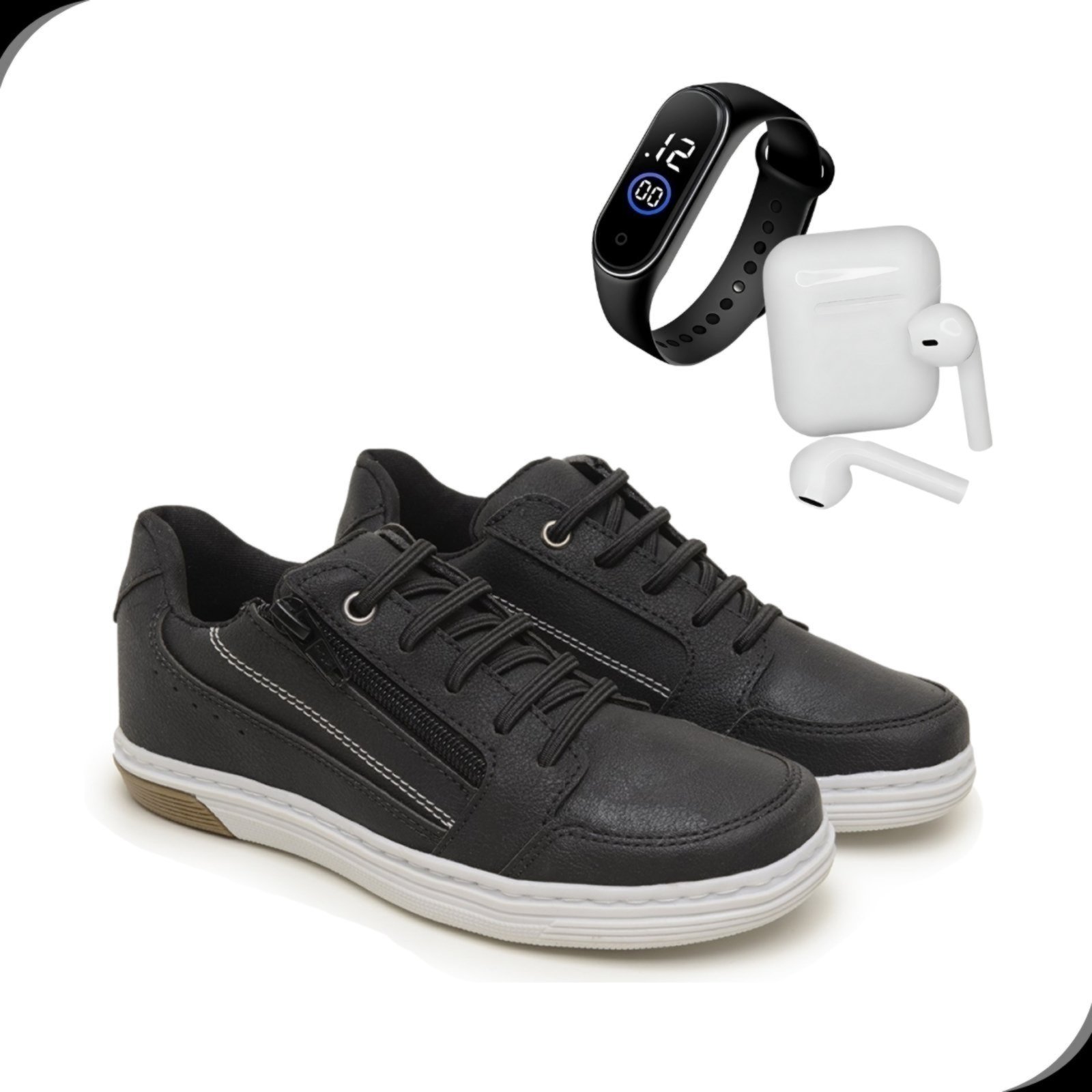 Infantil – Kit Sapatenis Casual Rovetto Escolar Com Fone Sem Fio e Relógio Digital