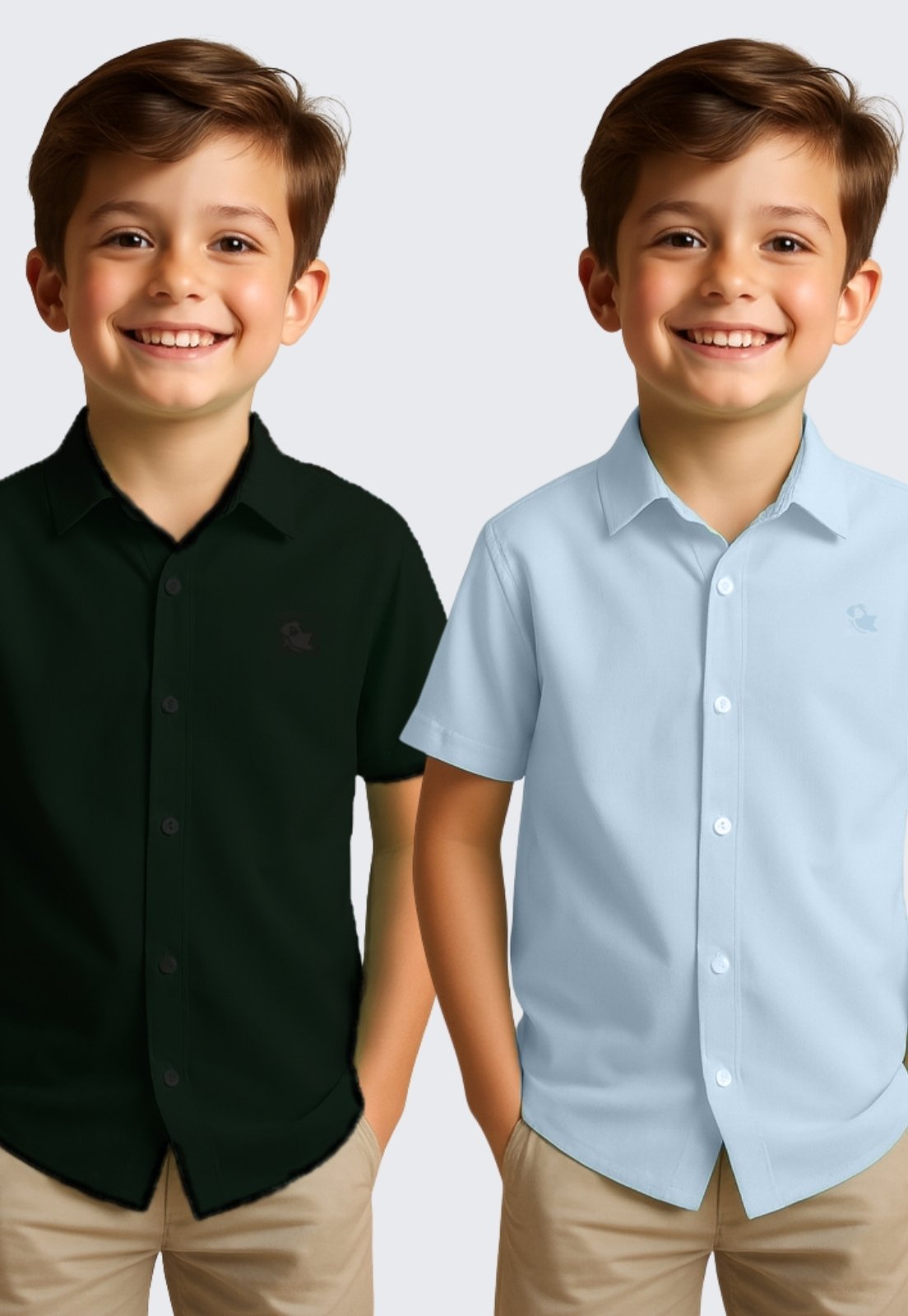 Infantil – Kit 2 Camisa Social Masculina Manga Curta Daze Modas Preto e Azul