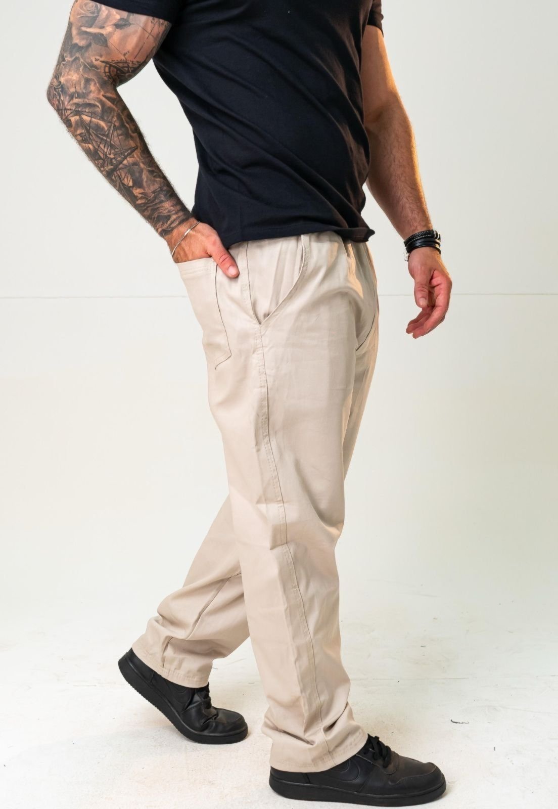 Calça Sarja Masculina Confortável Estilosa Bege Claro Yellow Jeans