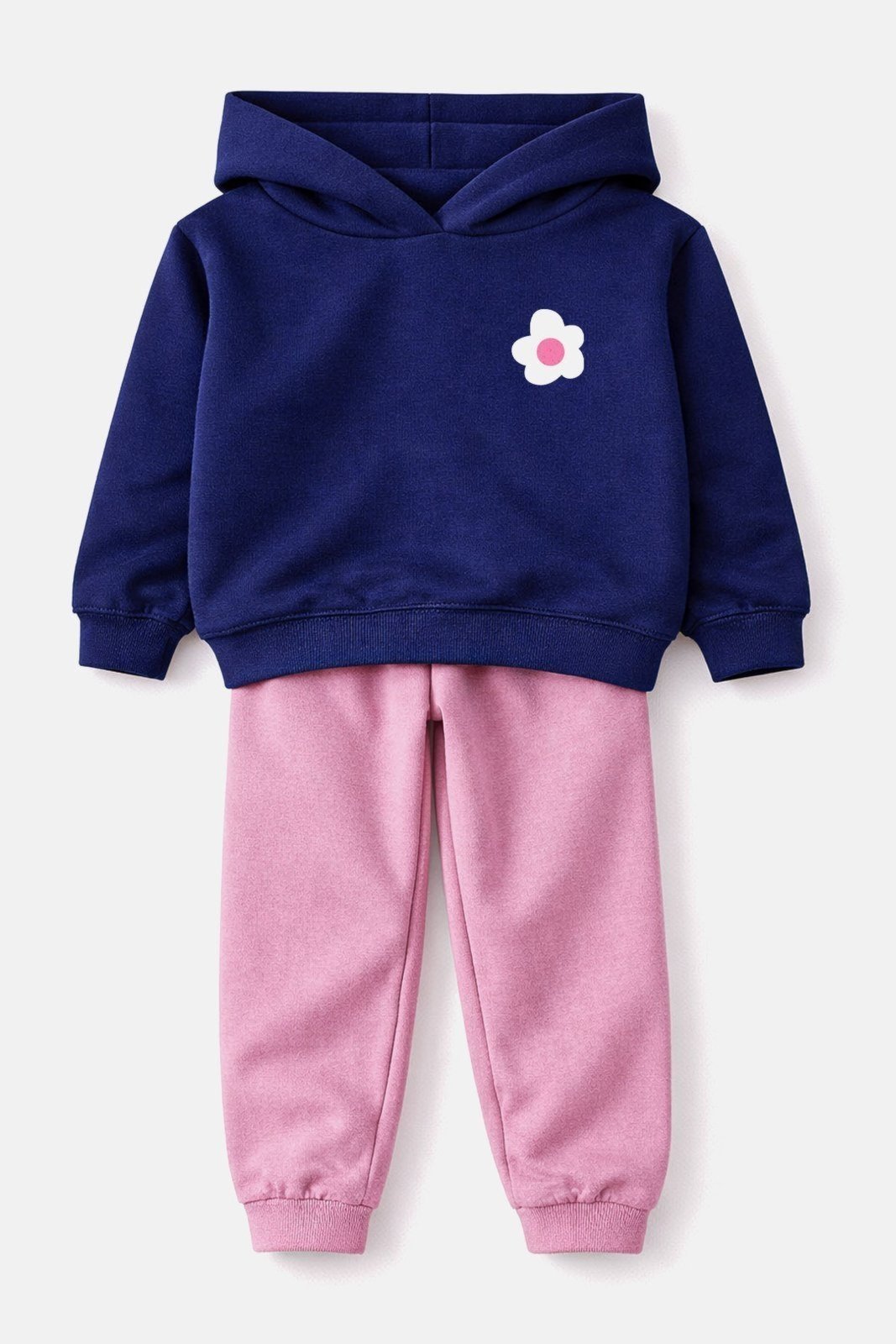 Vista 2 Infantil - Conjunto Moletom Peluciado Flor Babei no Look azul marinho Babei no Look azul marinho