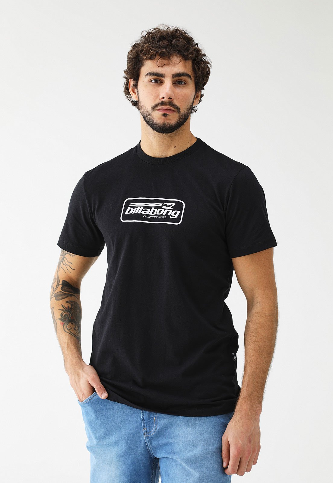Camiseta Billabong Reta Estampada Preta