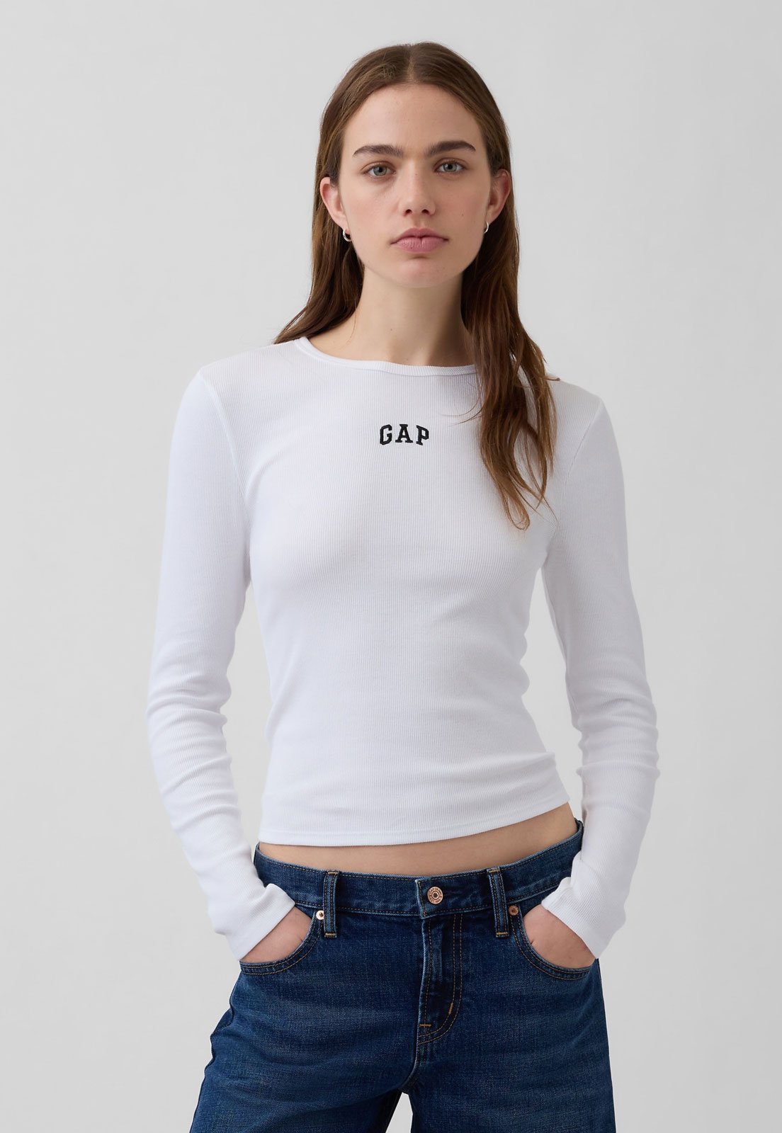Camiseta Feminina GAP Logo Rib Branca