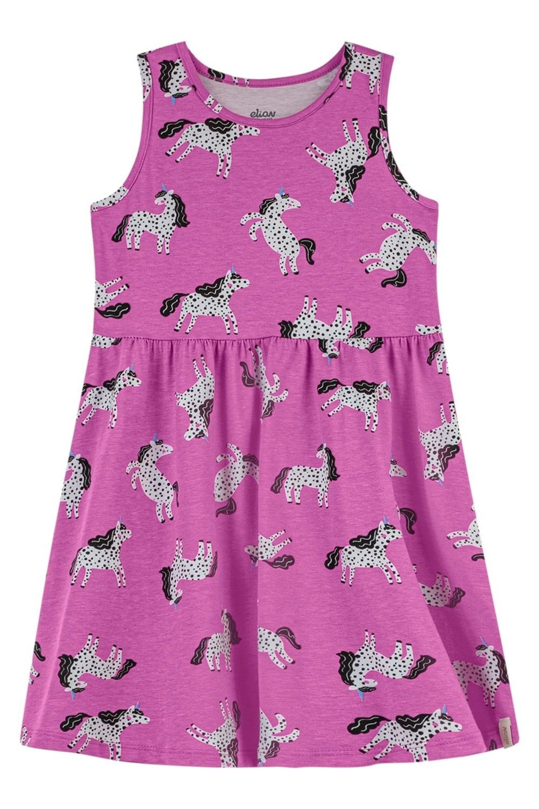 Infantil - Vestido Alças Menina Godê Estampa Elian Rosa