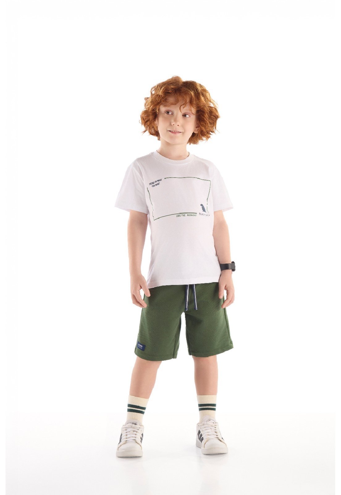 Infantil - Conjunto Camiseta Estampa 3D Bermuda Quimby Branco