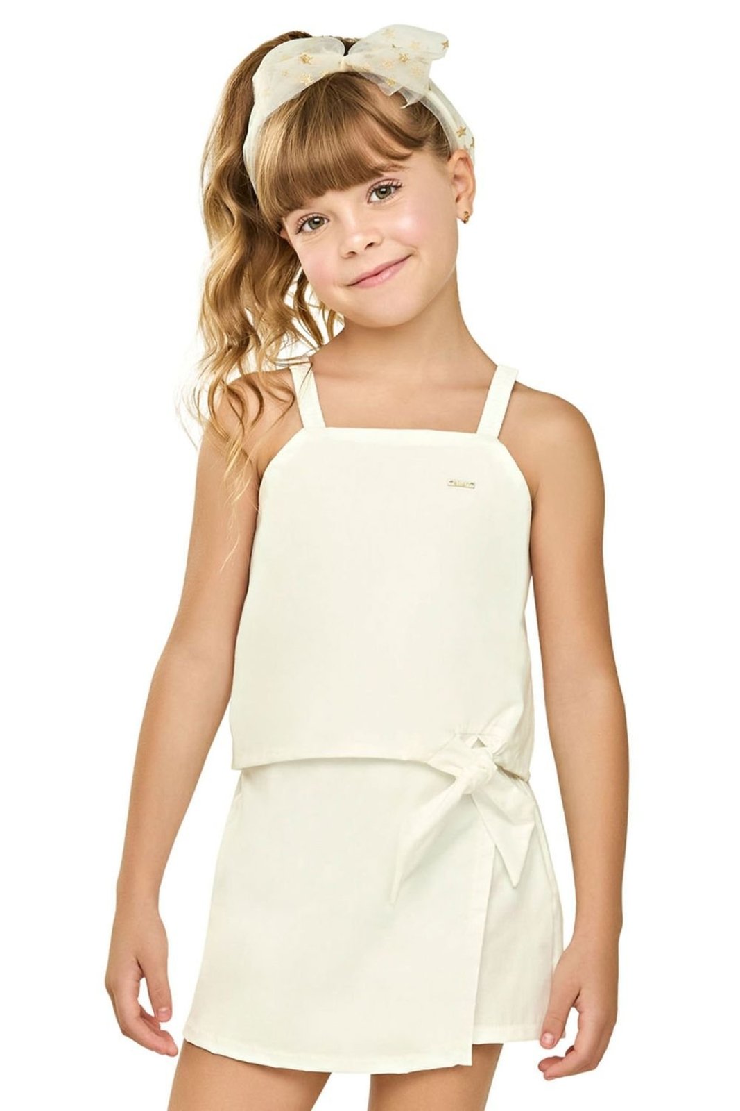 Infantil - Conjunto Menina Com Amarração Elian Bege