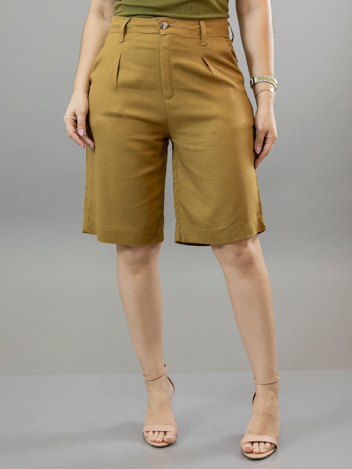 Bermuda Jorts Feminino Linho Cores Cintura Alta Anticorpus
