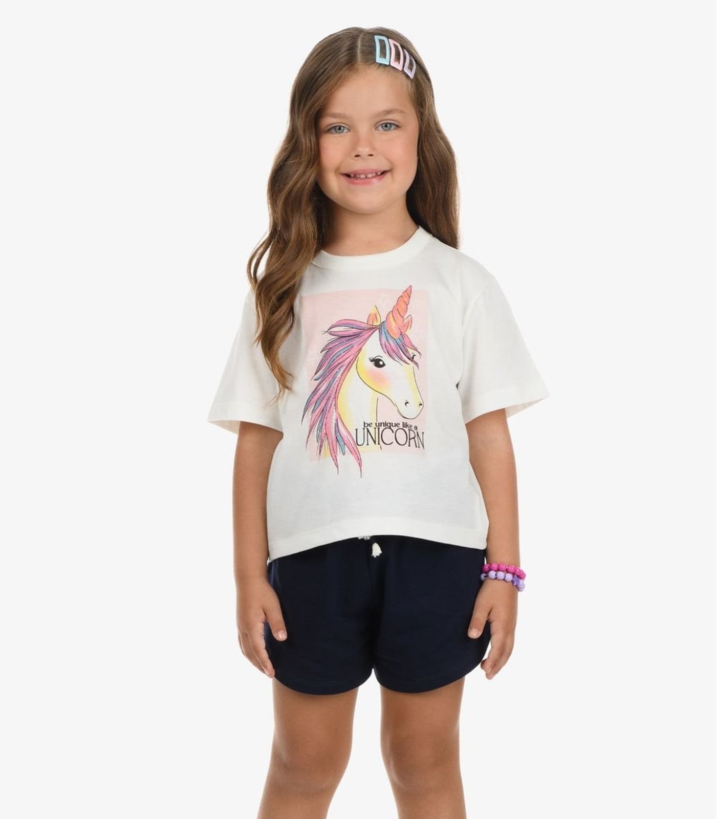 Infantil - Shorts Feminino Moletom Rovi Azul