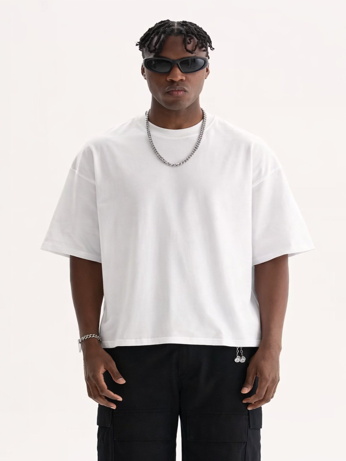 Camiseta Oversized Masculina Safira Moda Algodão Branco