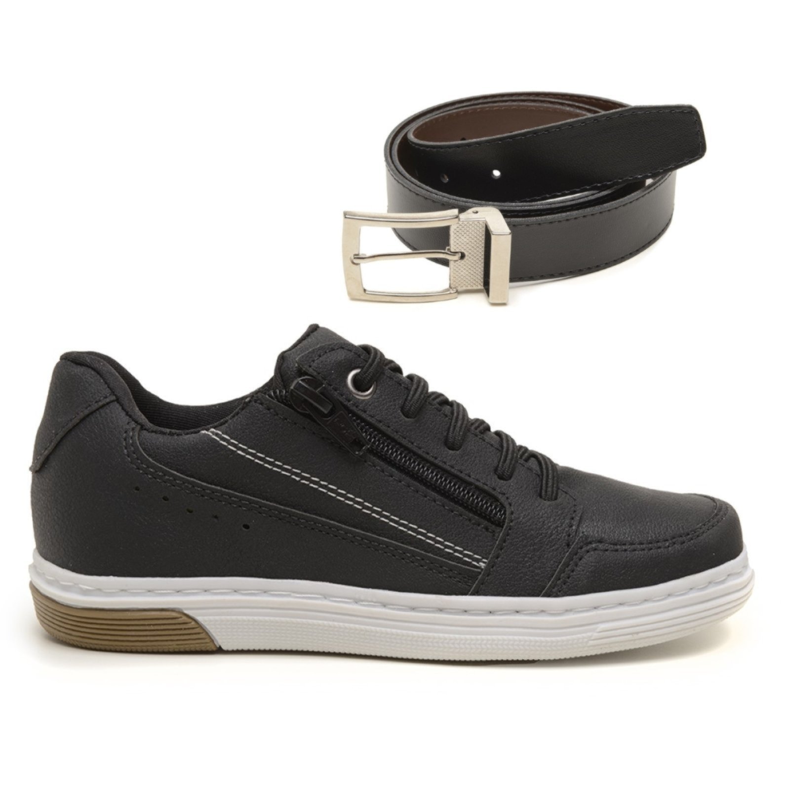 Infantil – Sapato Masculino Tenis Casual Meninos Prático Rovetto + Cinto Dupla Face