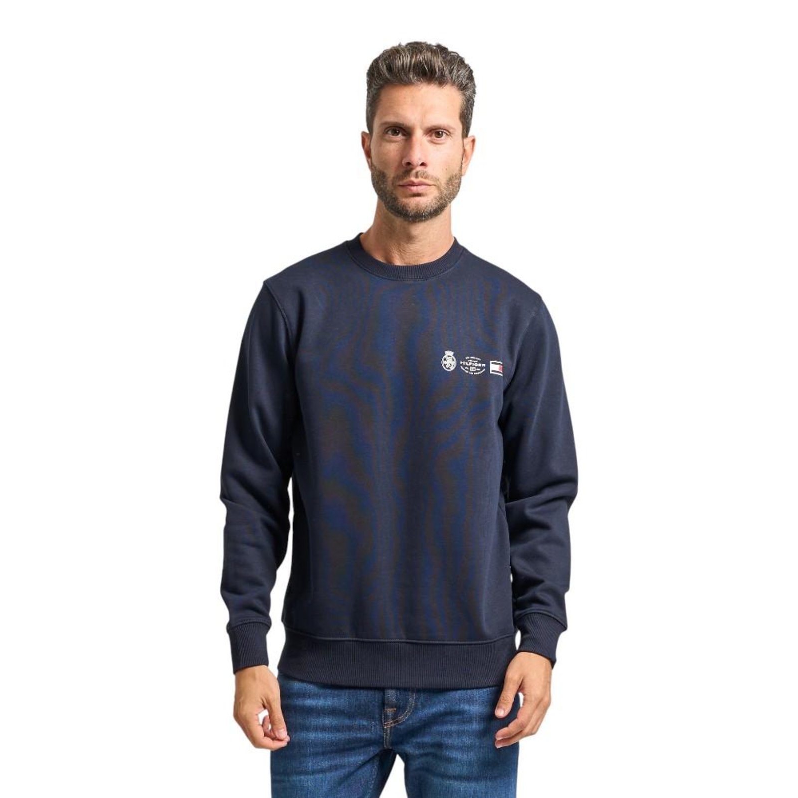 Vista 2 Moletom Tommy Hilfiger Small Crest Outline Crew Neck Marinho azul marinho azul marinho