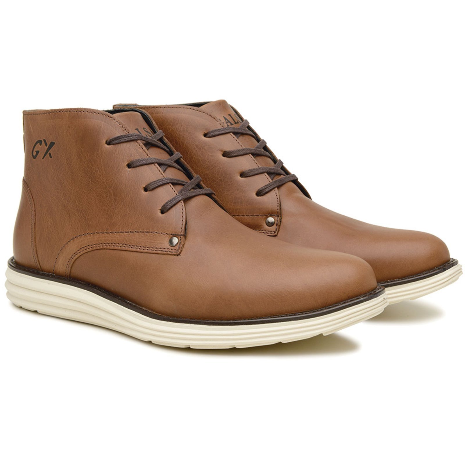 Bota Masculina Sapatofran Couro Casual Cadarço Confortável Wisky