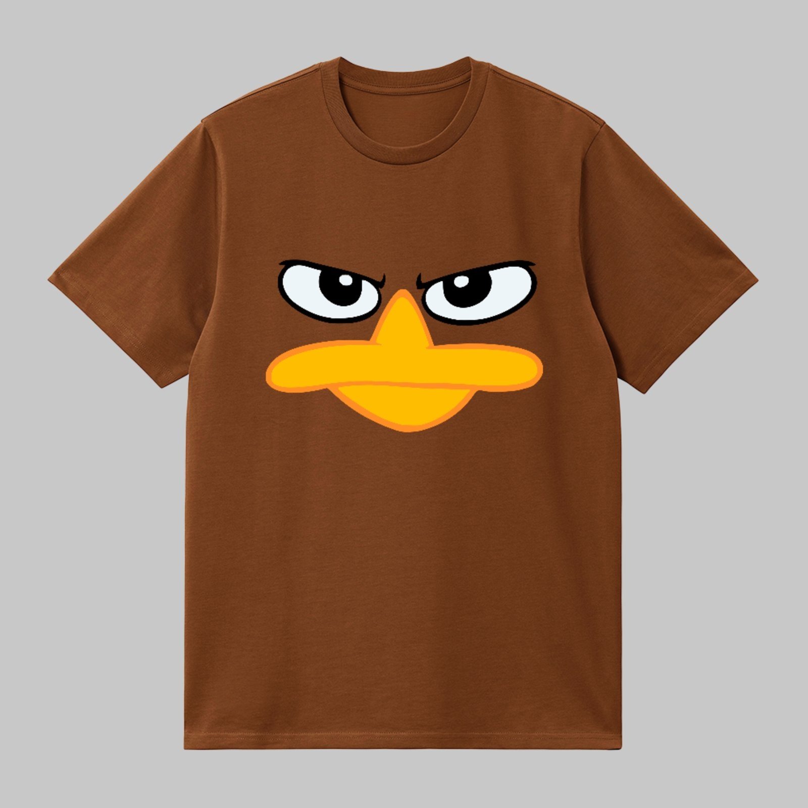 Camiseta Básica Duck Face Funny Minimal Cartoon Style Marrom