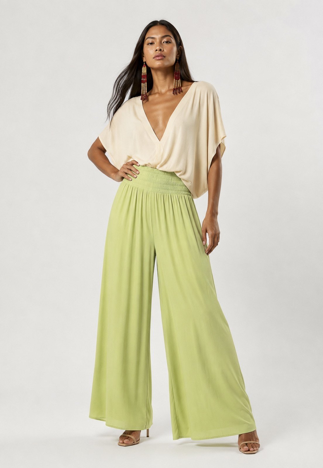 Calça Amazonia Vital Pantalona Elastic Embaú Verde Jambu