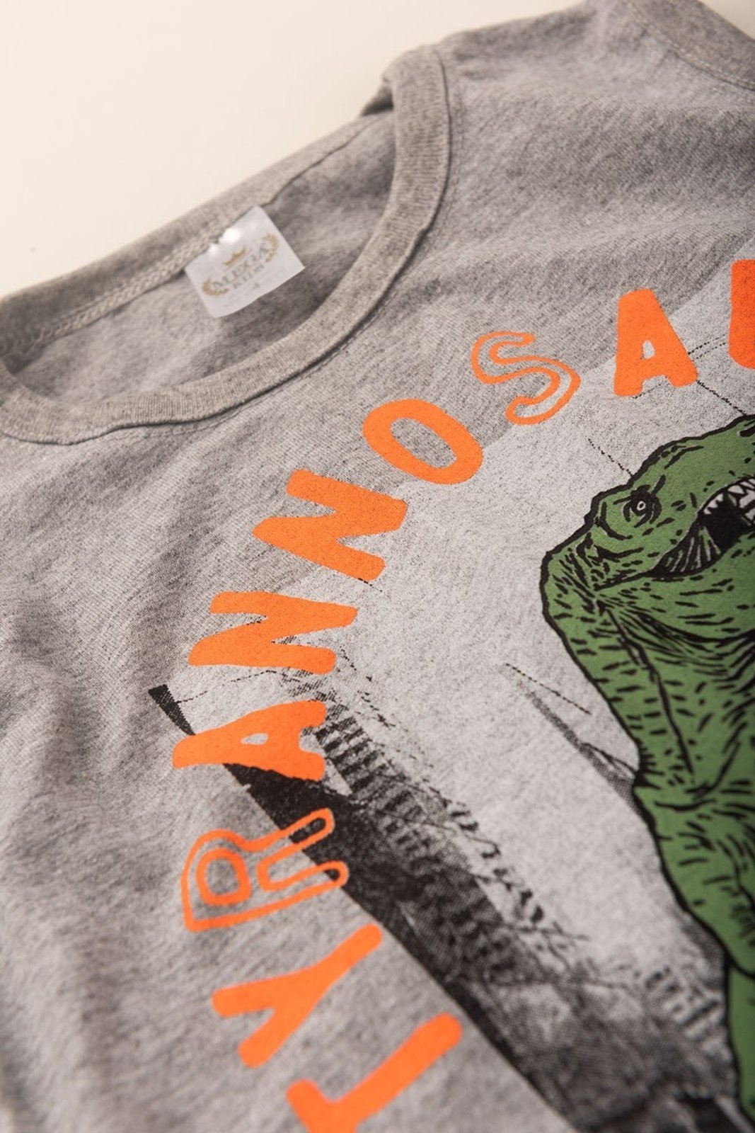 Vista 3 Infantil - Conjunto Verão Masculino Regata Tyrannosaurus Rex - Mescla Mega Kids unico Mega Kids unico