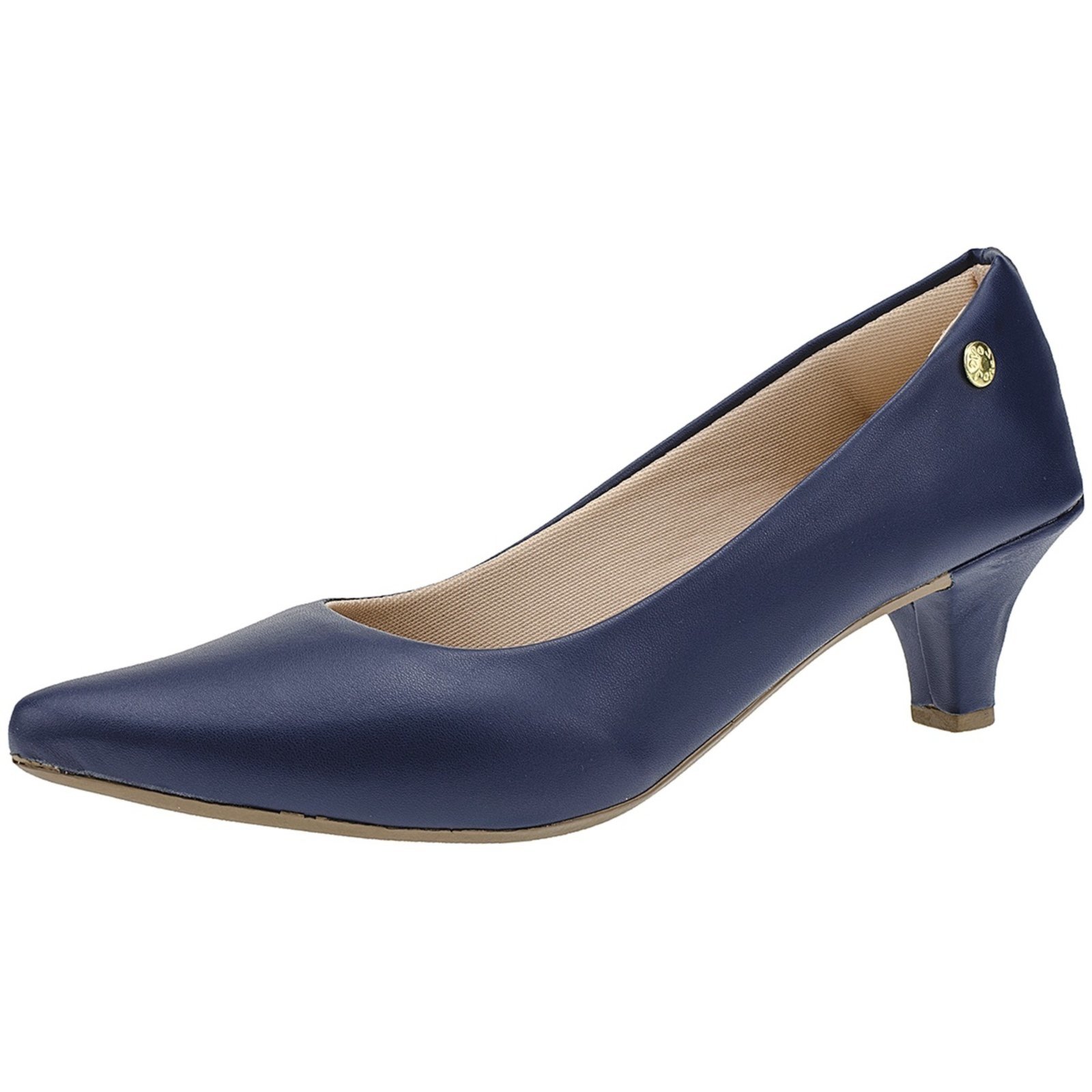 Vista 2 Scarpin Feminino Sapato Social Feminino Bico Fino Scarpin Salto Baixo Angipé azul marinho Angipé azul marinho
