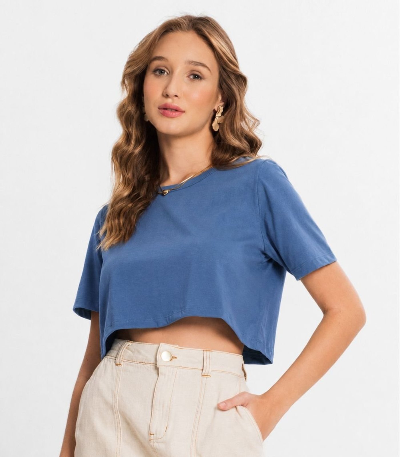 Blusa Cropped Básico Select Azul