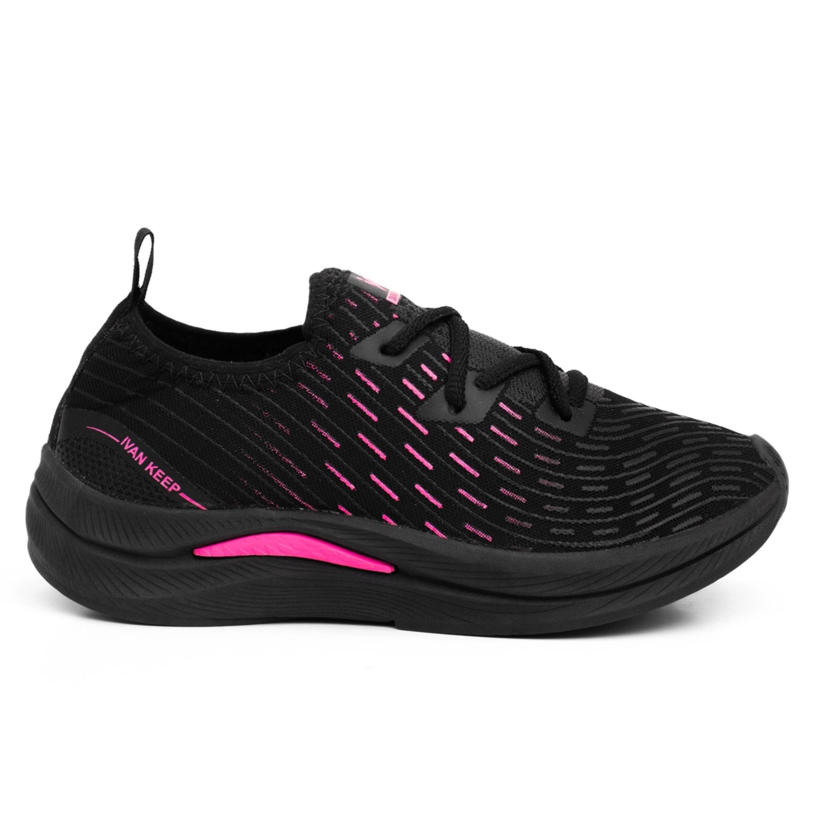 Vista 3 Tênis Feminino Corrida Caminhada Academia Treino Casual Pretorosa ÉPICO CALÇADOS preto/rosa ÉPICO CALÇADOS preto/rosa