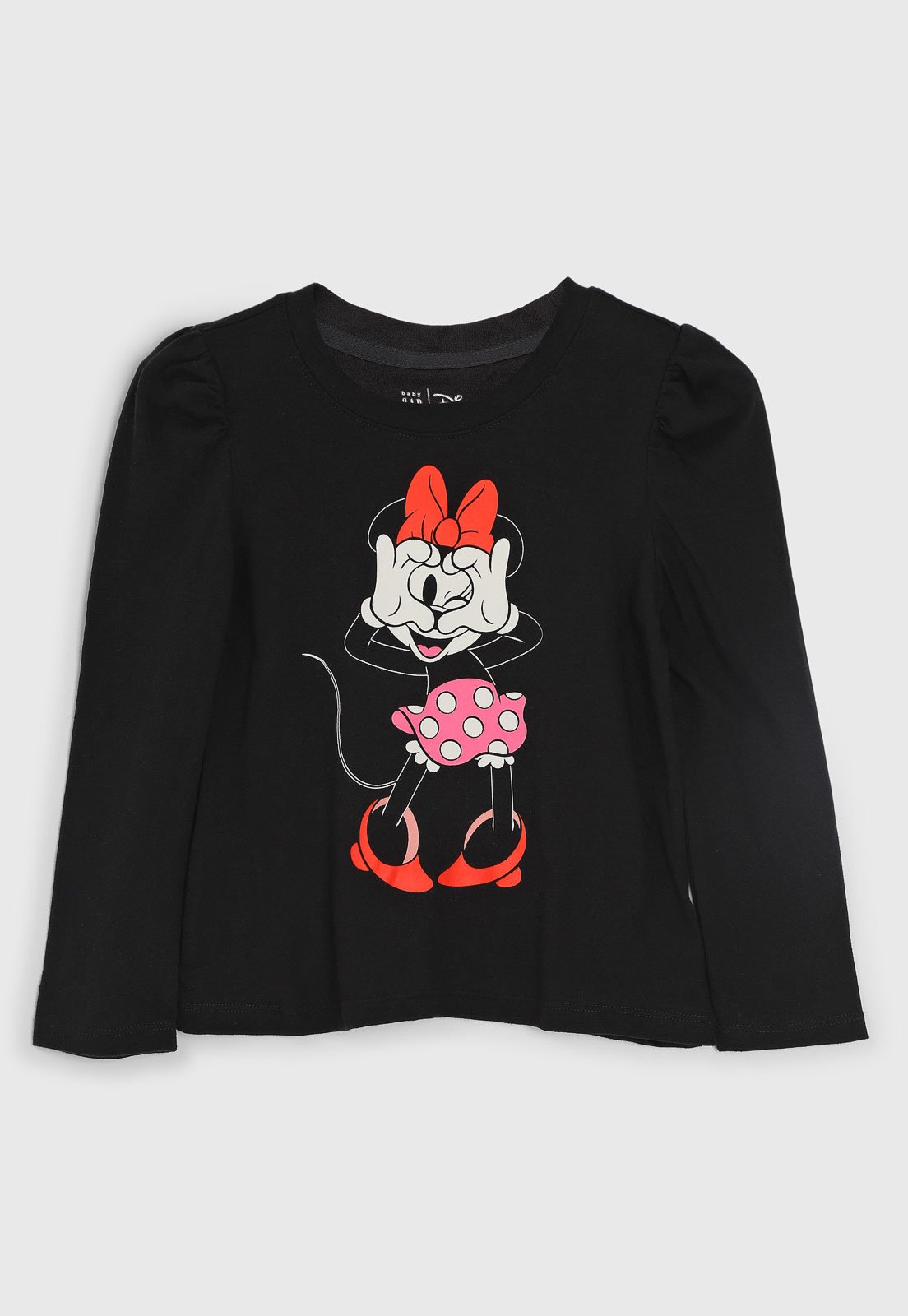 Vista 2 Camiseta GAP Minnie Mouse Manga Longa Preta preto GAP preto