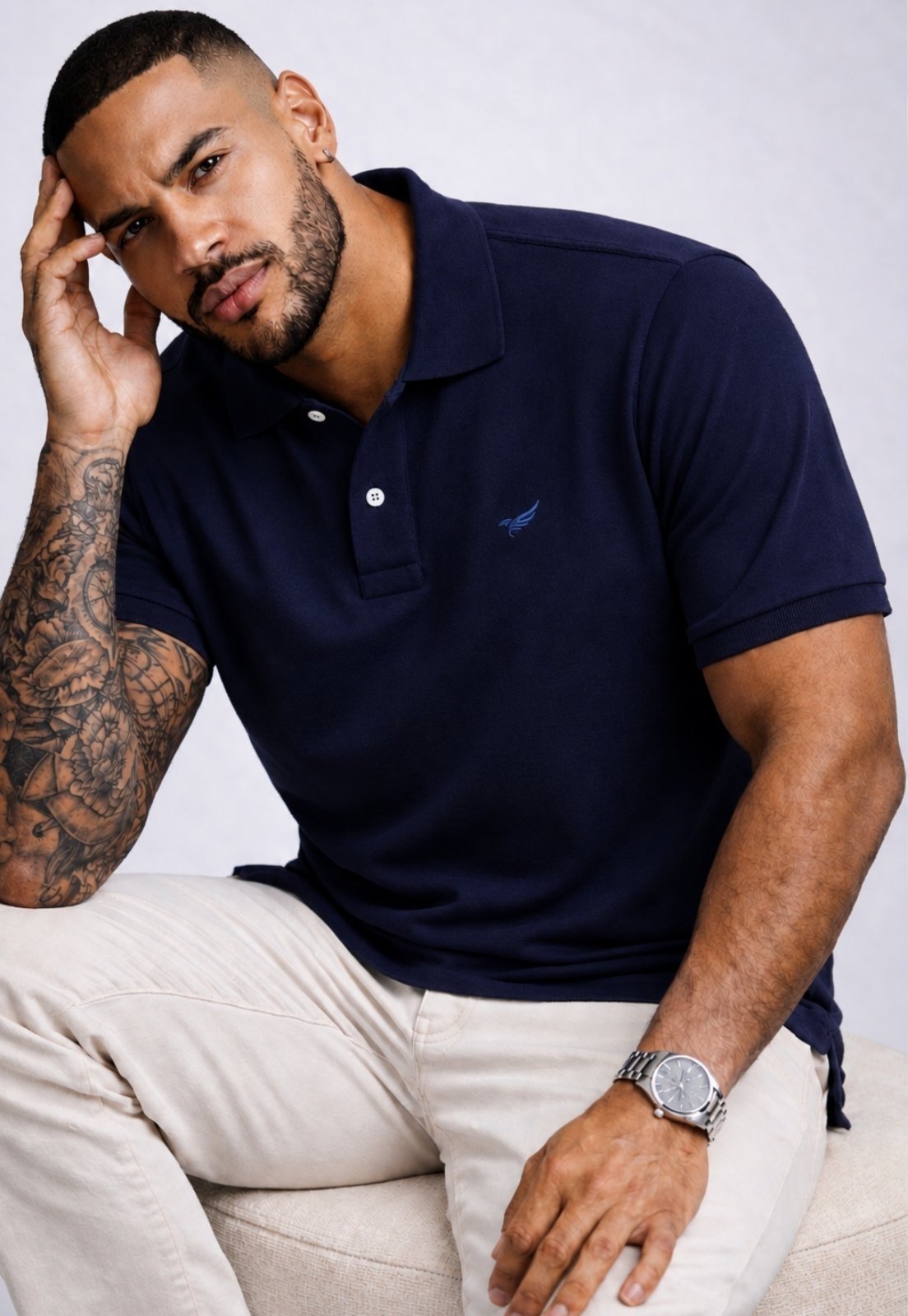 Camisa Polo Masculina Algodão Piquet Daze Modas Azul Marinho