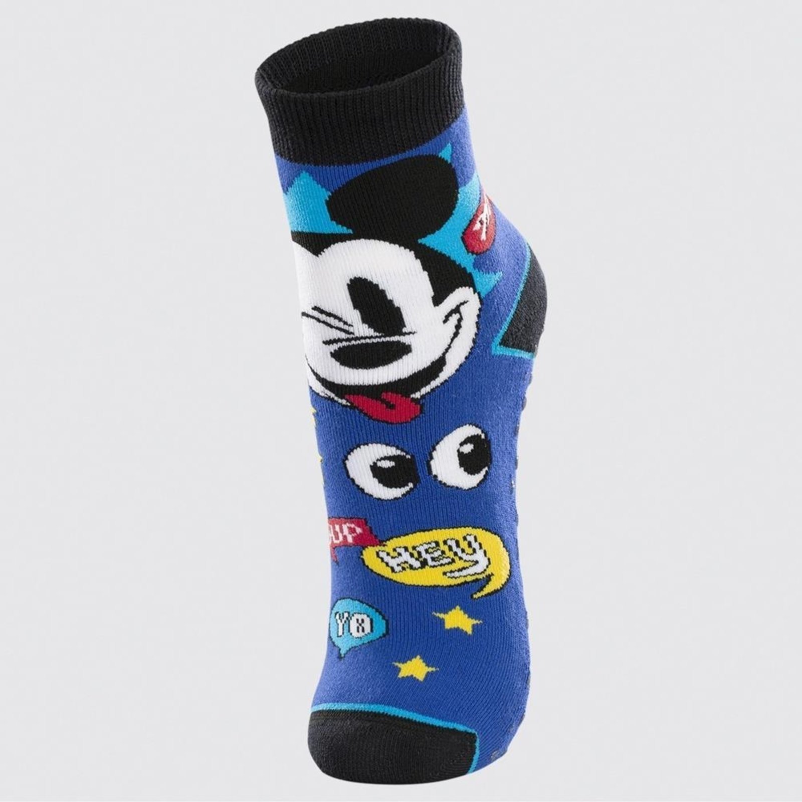 Meia Lupo Mickey Cano Alto 2942 Antiderrapante Azul/Preto 24/29