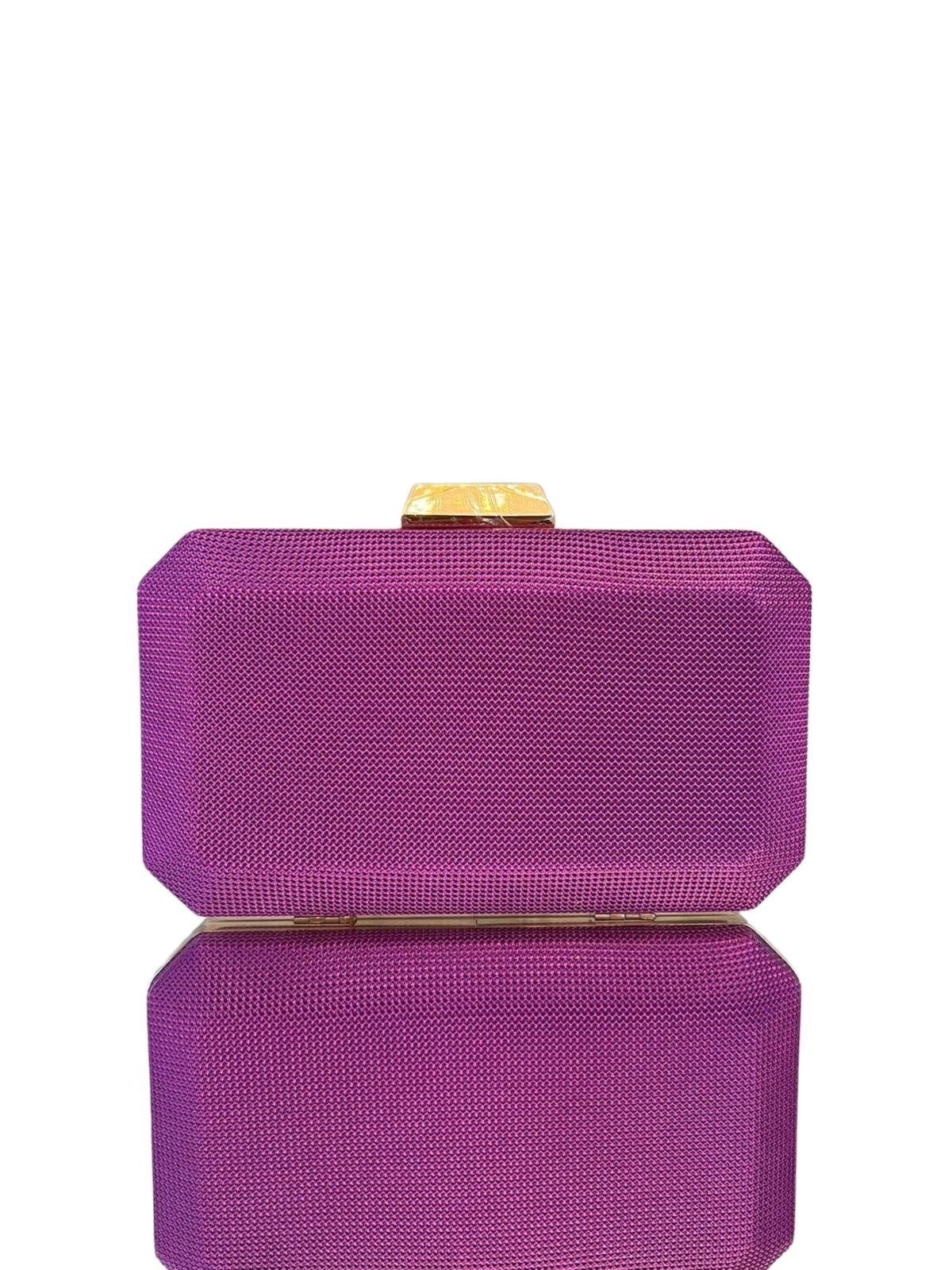 Clutch Bella Gio Rezende Roxa com detalhes Dourado Lilás