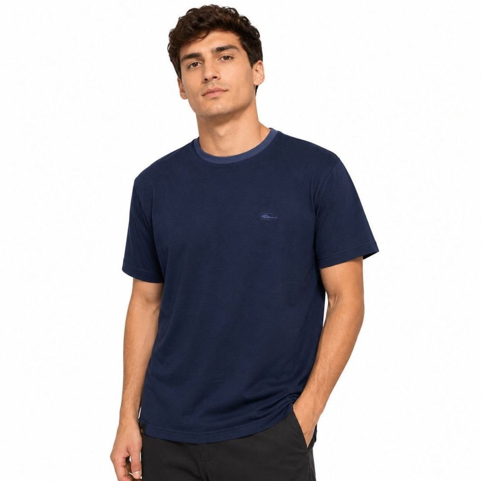Camiseta Masculina Sallo Slim Marinho 8176 Algodão Peruano - Azul Marinho - Sallo