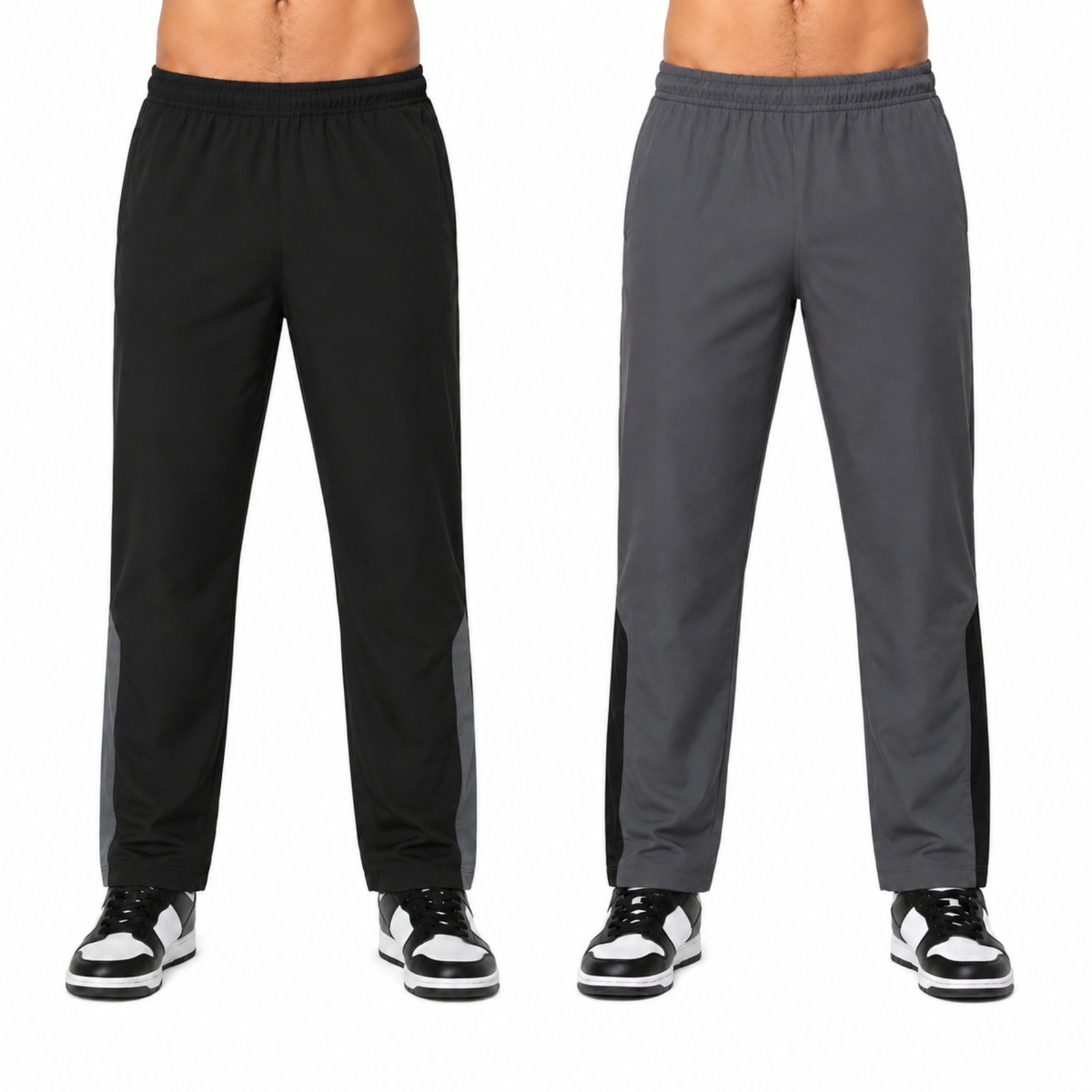 Kit 2 Calças Tactel Masculinas com Bolsos Esportivas Preto e Chumbo