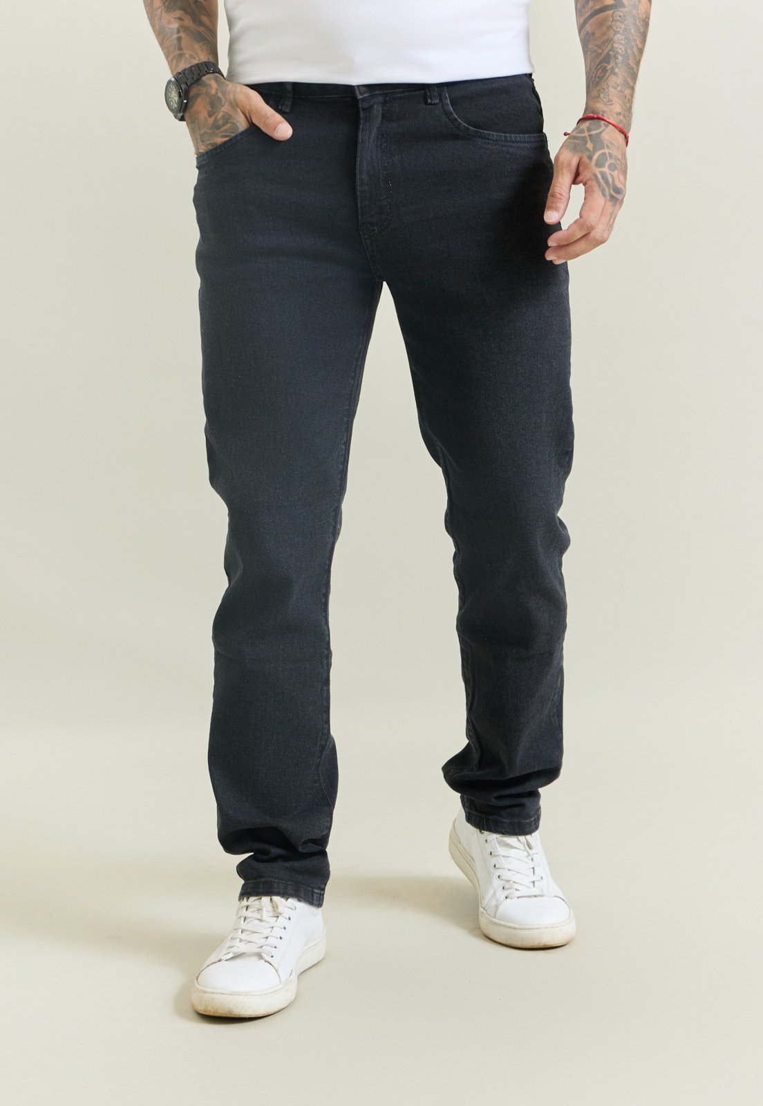 Calça Jeans Slim Masculina Preta com Elastano Dialogo