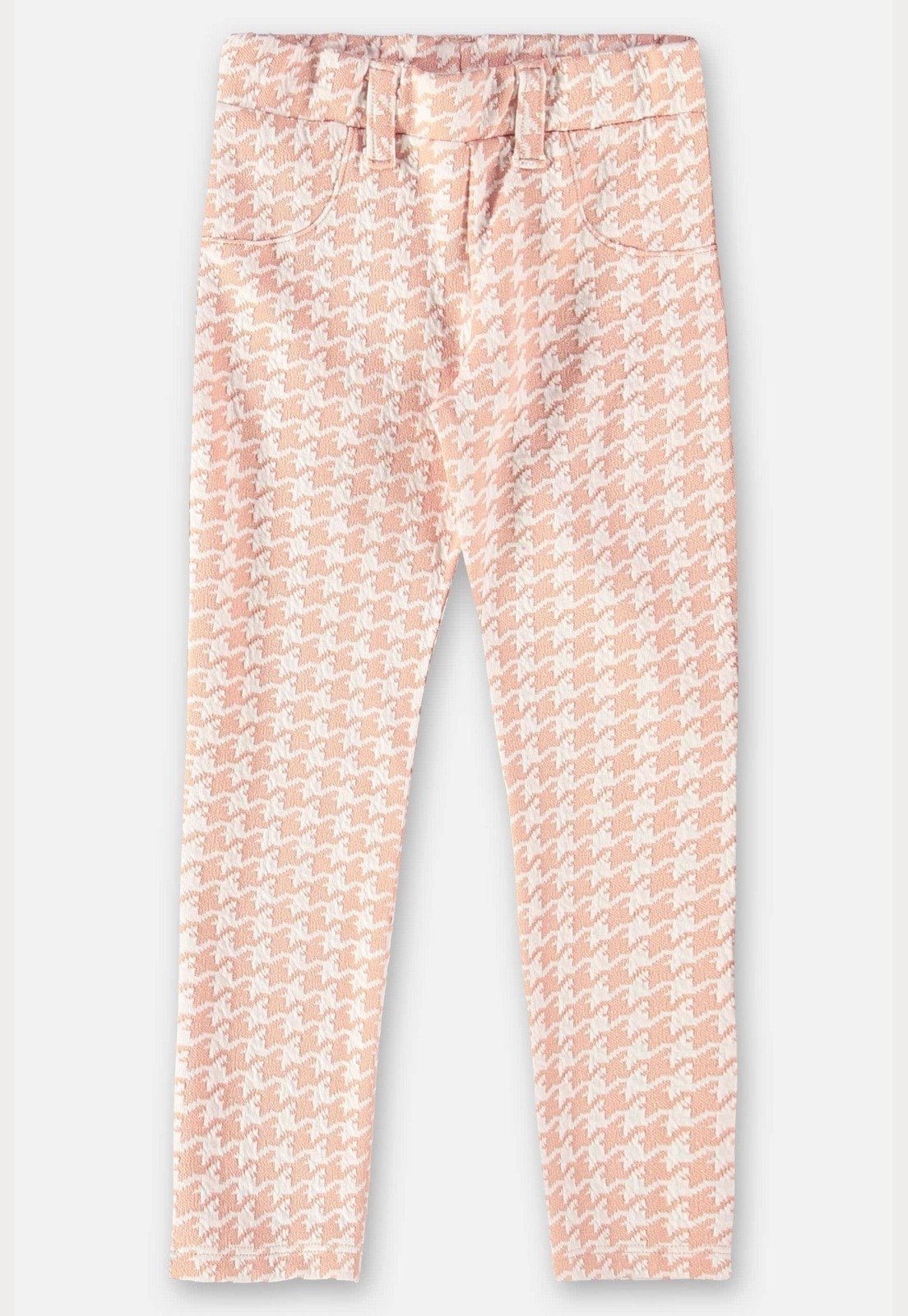 Infantil – Calça em Malha Jacquard Xadrez Menina Up Baby Bege