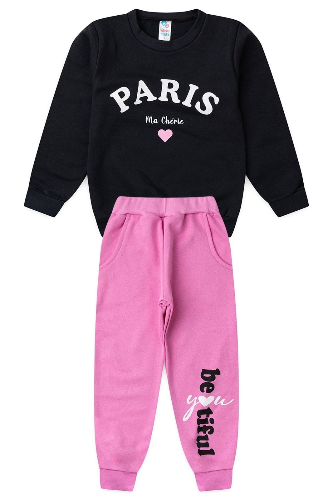 Infantil - Conjunto Moletom Menina c/ Bolso Paris Beautiful