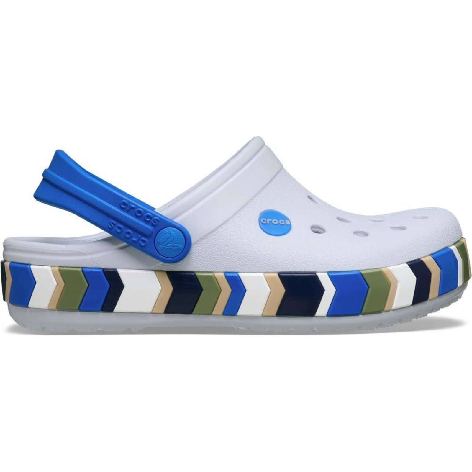Infantil - Sandália Crocs Crocband Chevron Band Clog K Steel/Blue Haze Azul