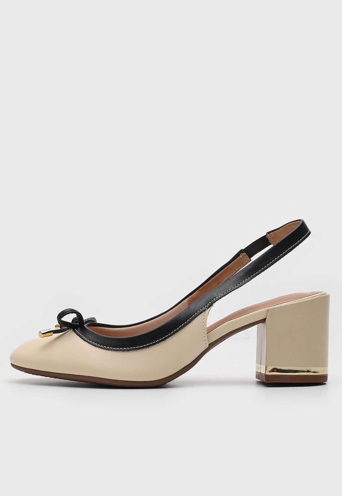 Scarpin Slingback Beira Rio Laço Bege