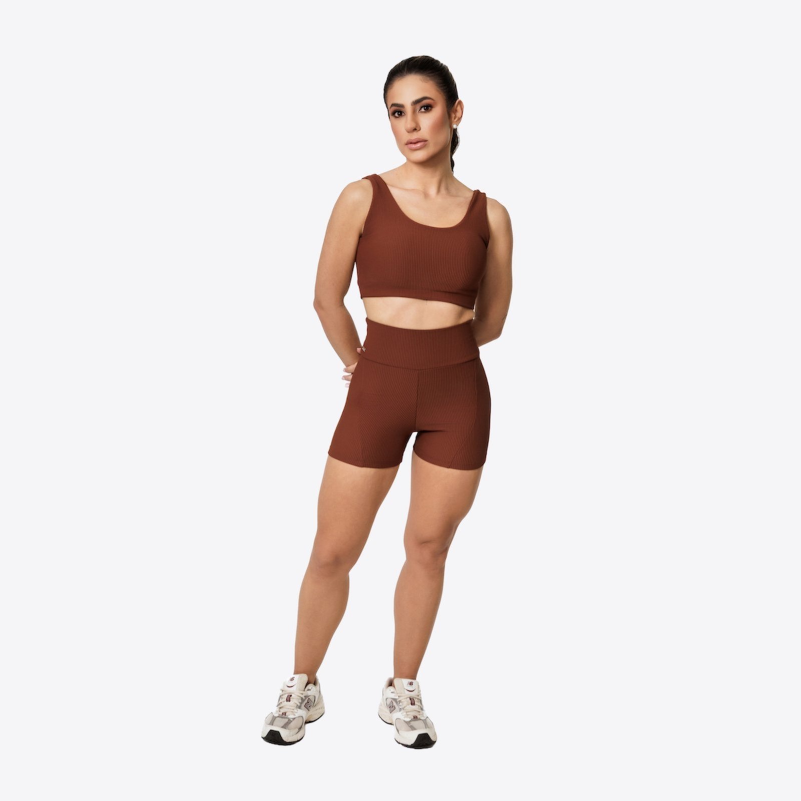 Shorts Atlea Canelado Move – Marrom