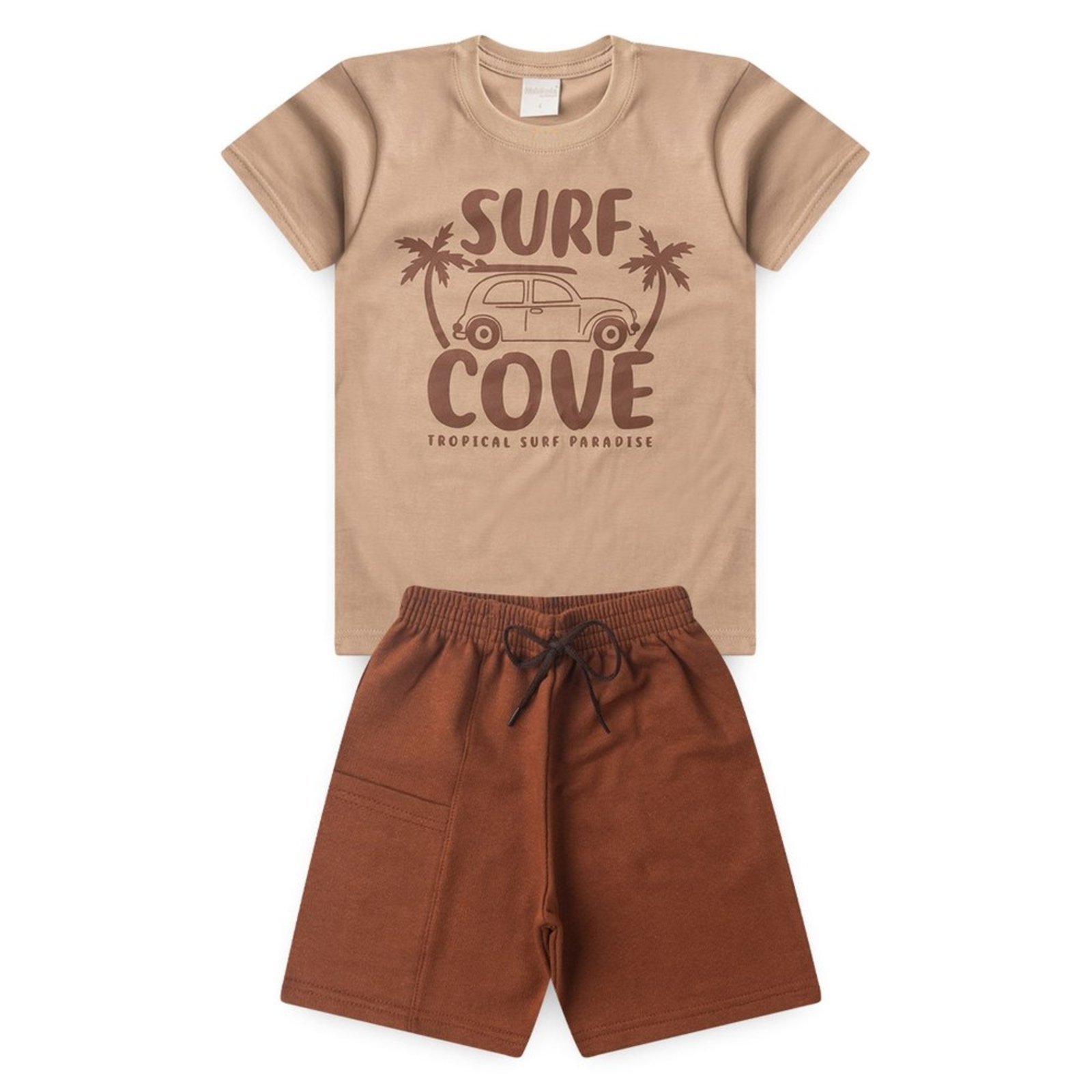 Vista 3 Infantil - Conjunto Verão Menino Camiseta e Bermuda com Bolso Surf Molekada azul Molekada azul