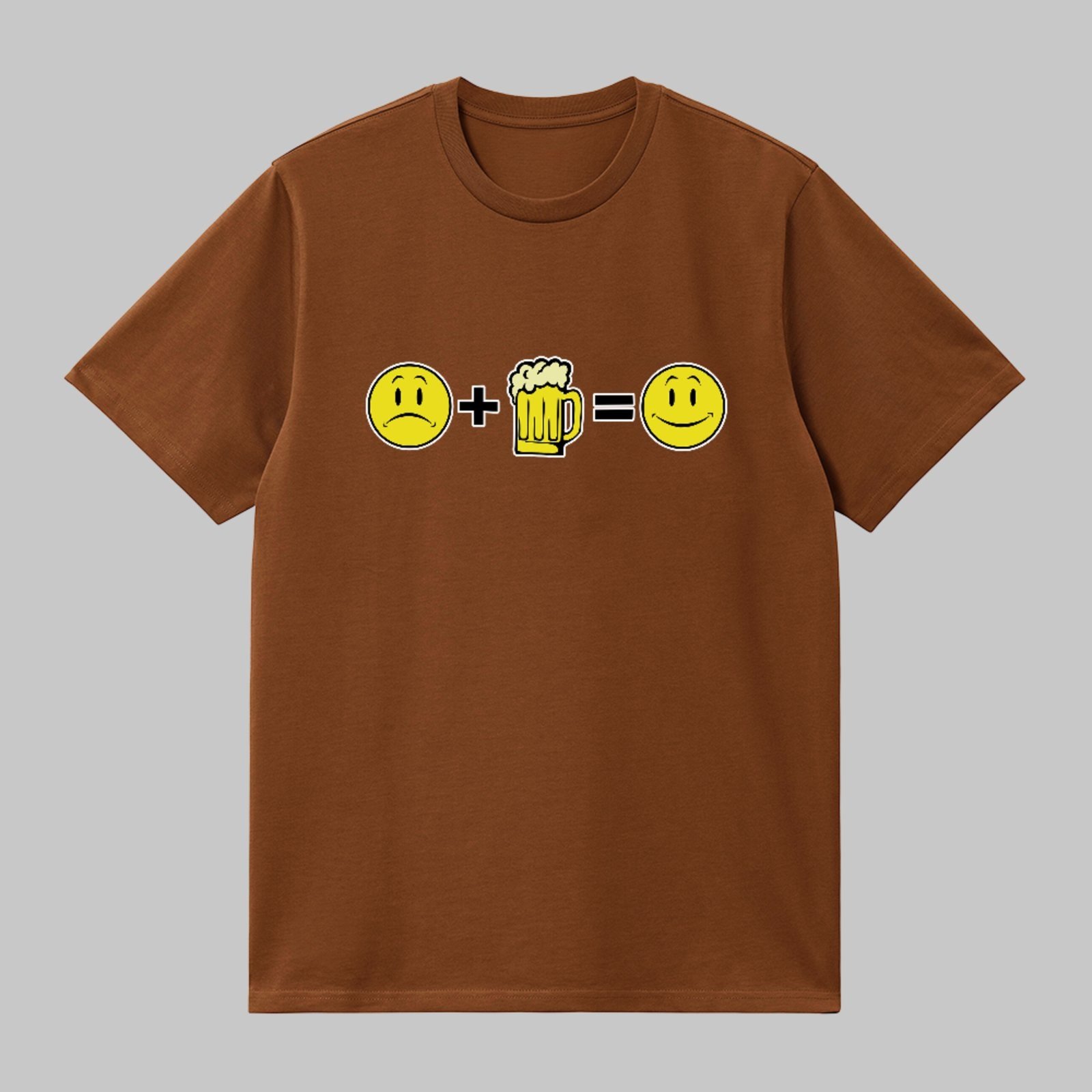 Camiseta Básica Cerveja Humor Divertido Happy Drink Trend Marrom