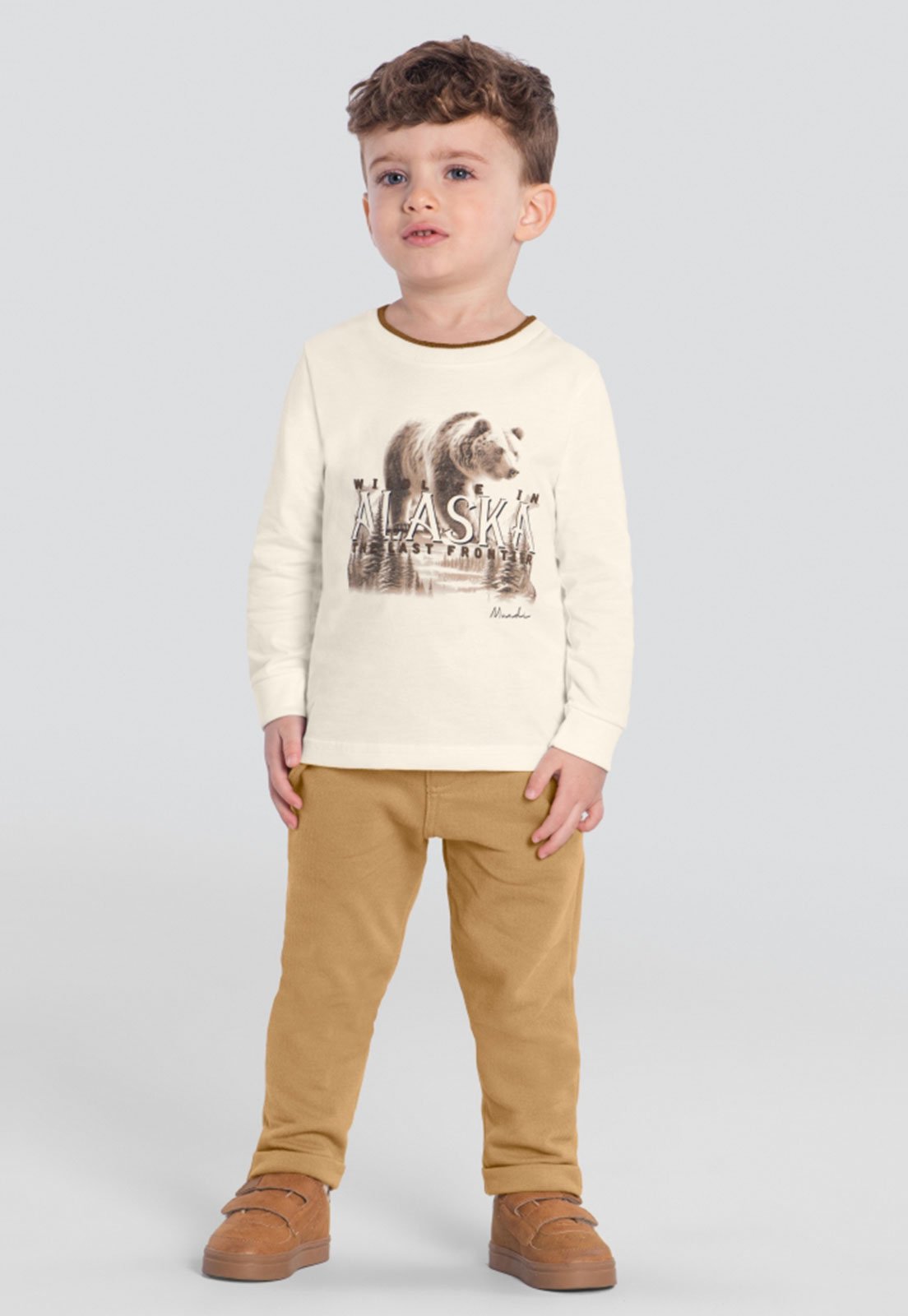 Infantil – Calça Brandili Mundi Cós Listrado Bege