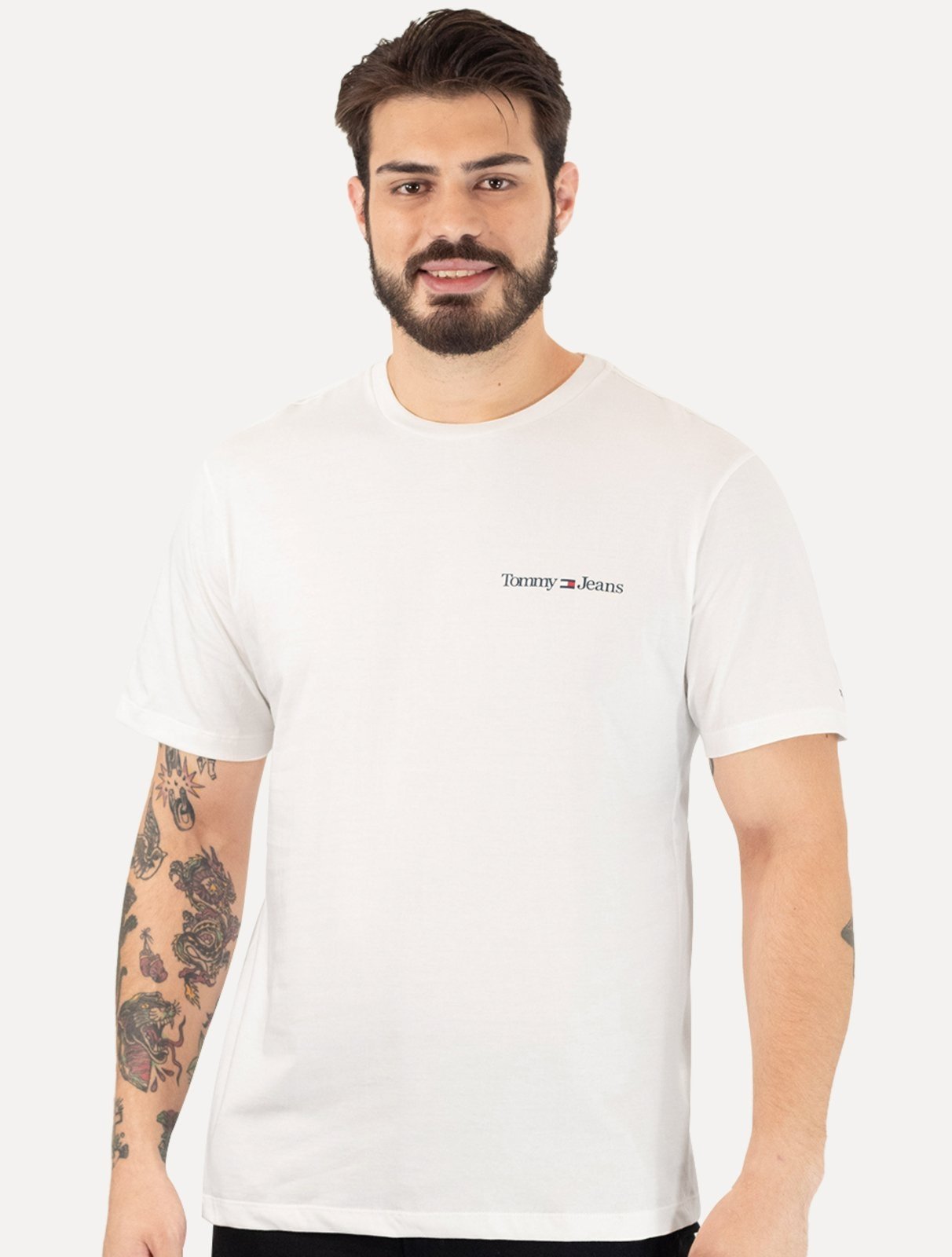 Camiseta Tommy Jeans Classic Linear Chest Off-White