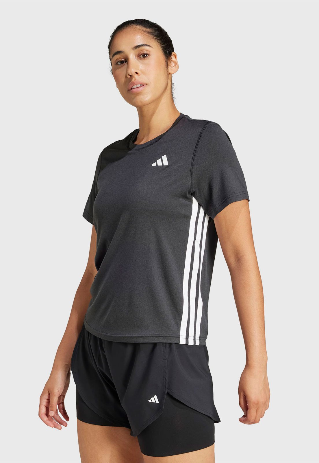 Camiseta Feminina Adidas Essentials 3 Listras Preta