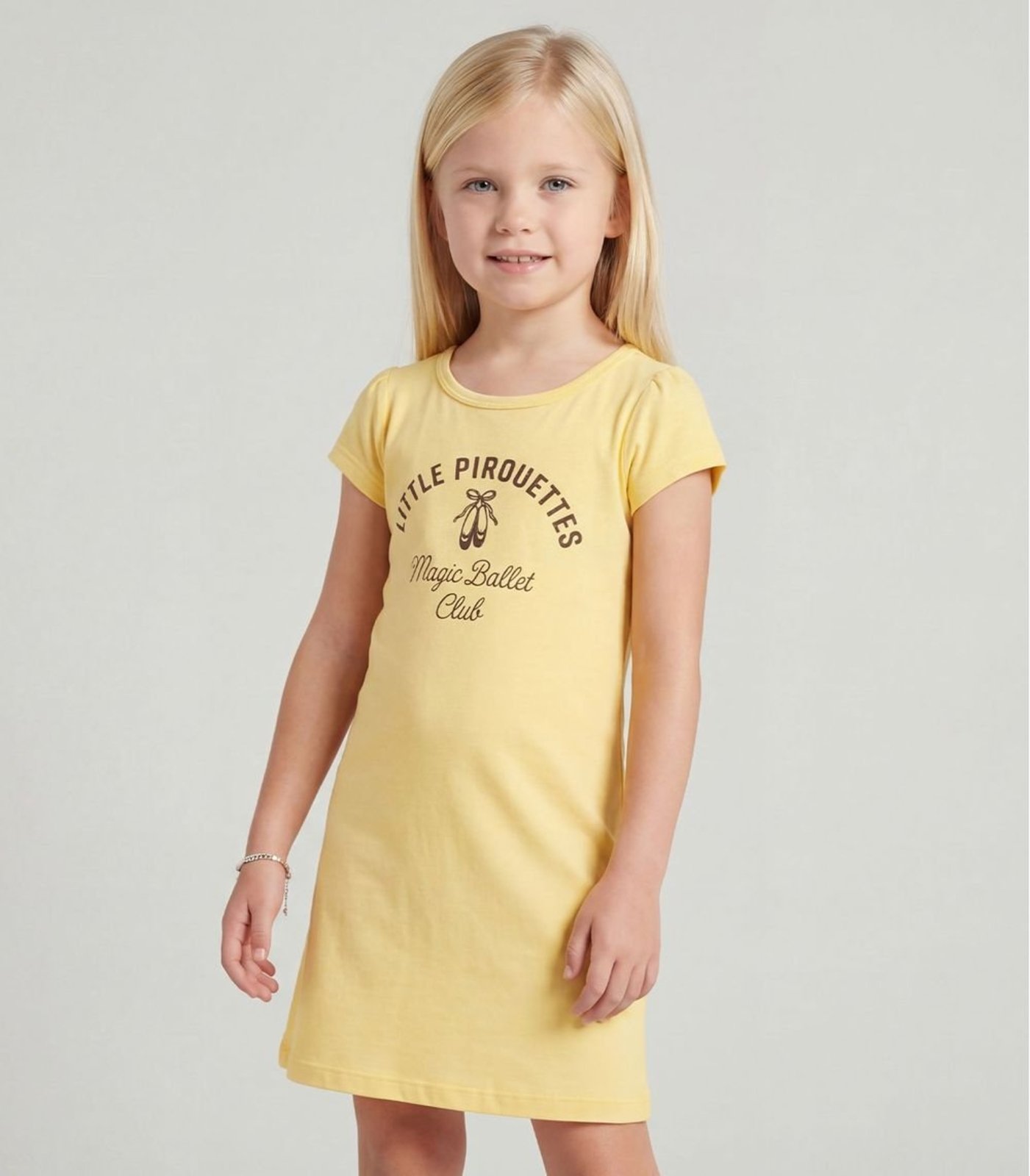 Infantil - Vestido Manga Curta Estampado Select Amarelo