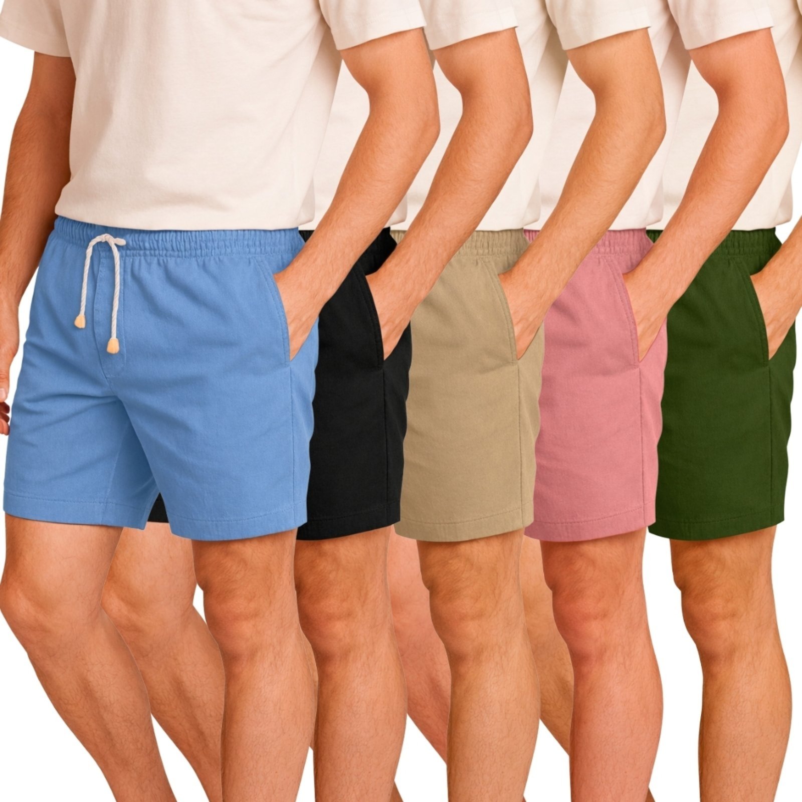 Kit 5 Shorts Linho Premium Bermuda Masculina Moda Praia Luxo