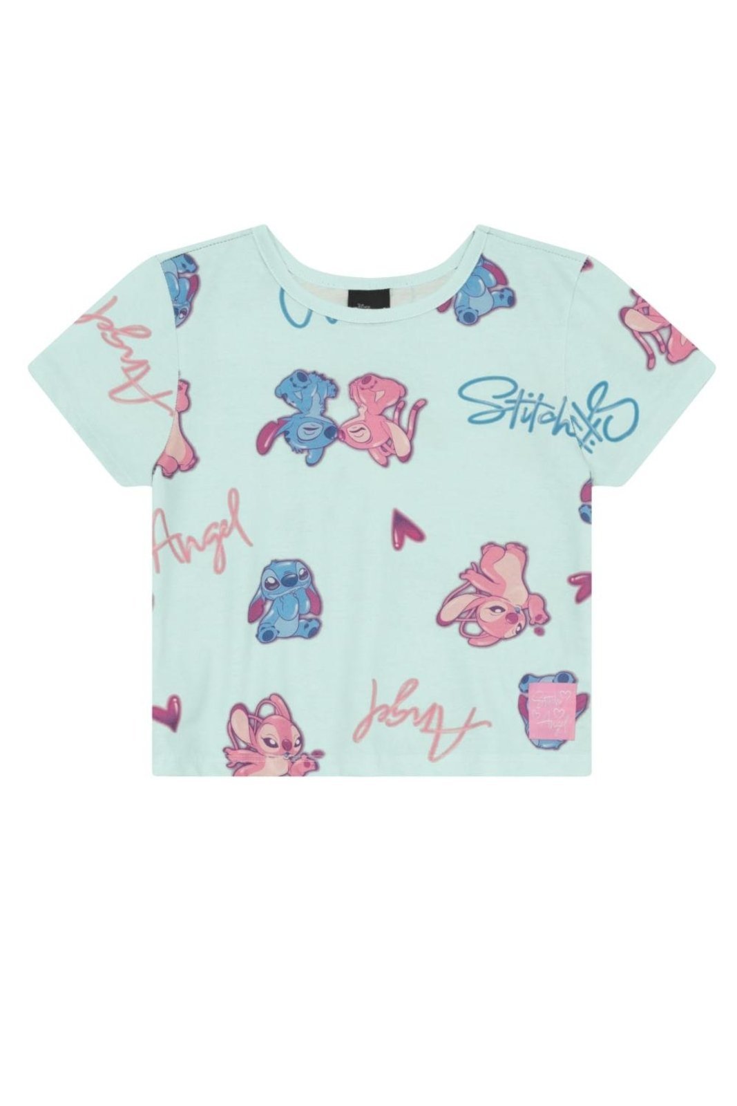 Vista 3 Infantil - Blusa menina do Stitch cropped Brandili verde Brandili verde