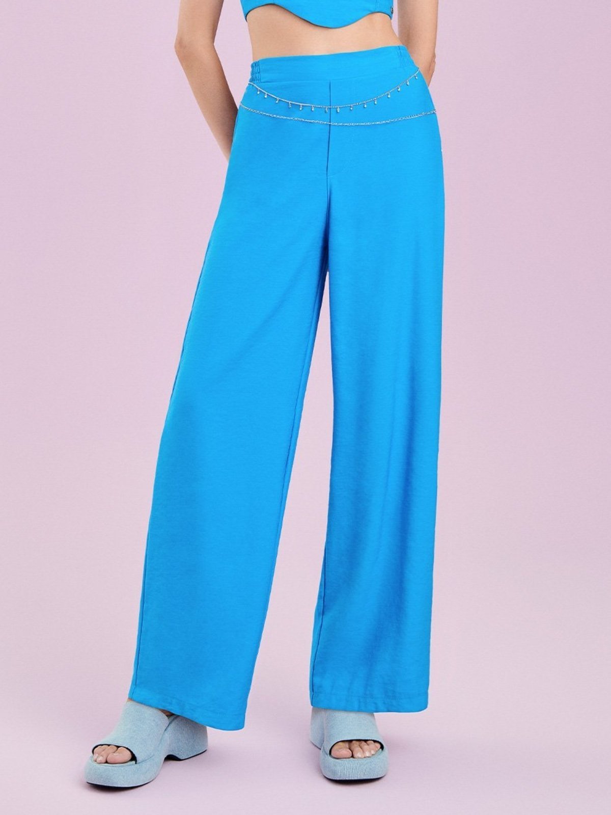 Infantil - Calça Wide Alfaiataria Azul
