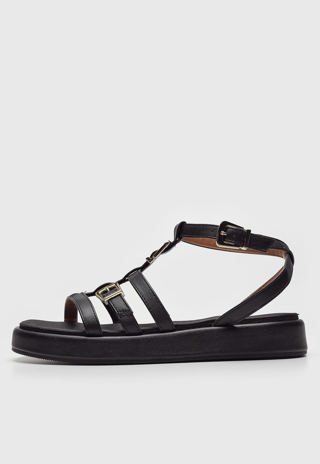 Rasteira Flat Vizzano Fivelas Preta