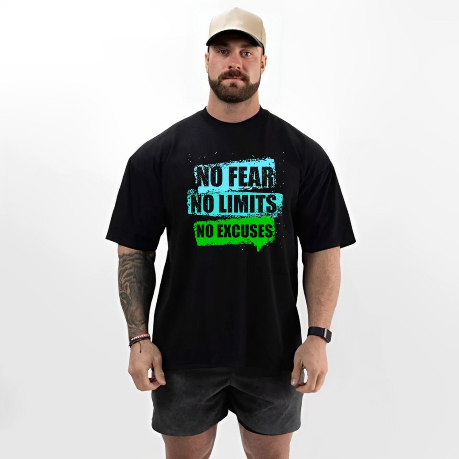 Camiseta Oversized Over Masculina Algodão Academia Preto