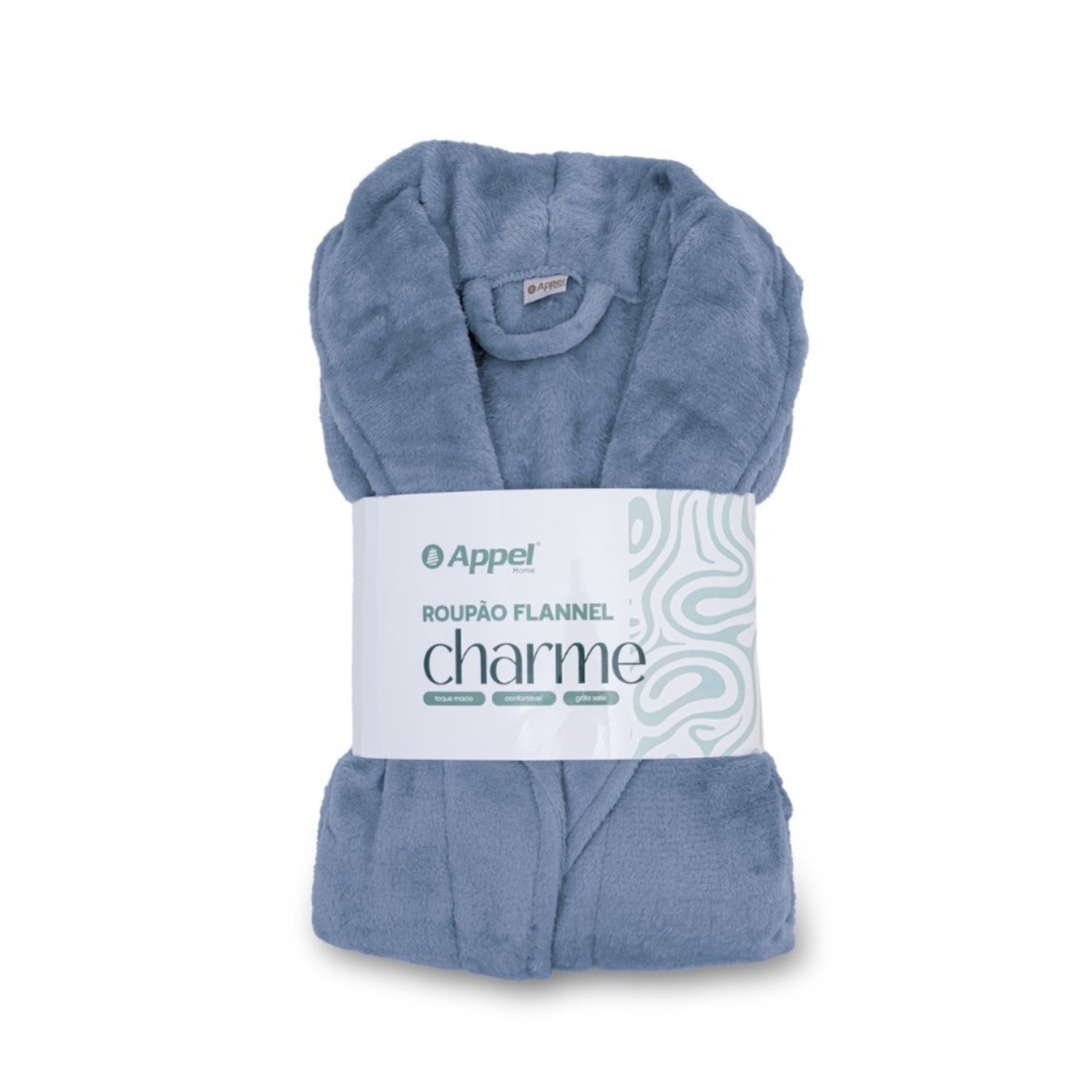 Roupao Adulto Appel Microfibra Flannel Azul Denim